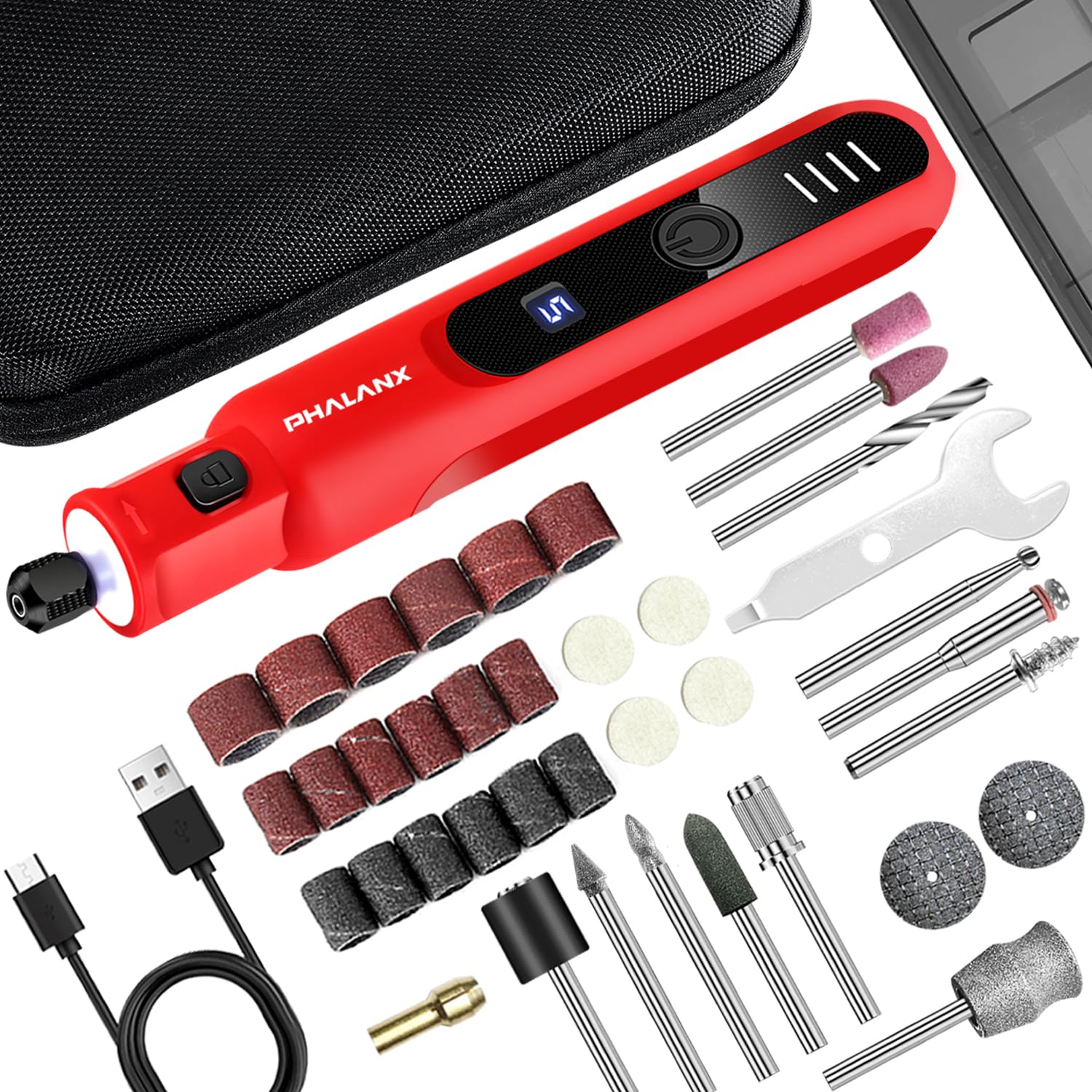 Upgraded Electric Dog Nail Grinder with LED Light - 5 Speed Rechargeable Pet Nail Trimmer for Dogs, Cats & Small Animals | 40 Accessories Kit | Gentle & Safe for Puppies, Kittens & Medium Pets | Perfect for Home Grooming & Professional Pet Care