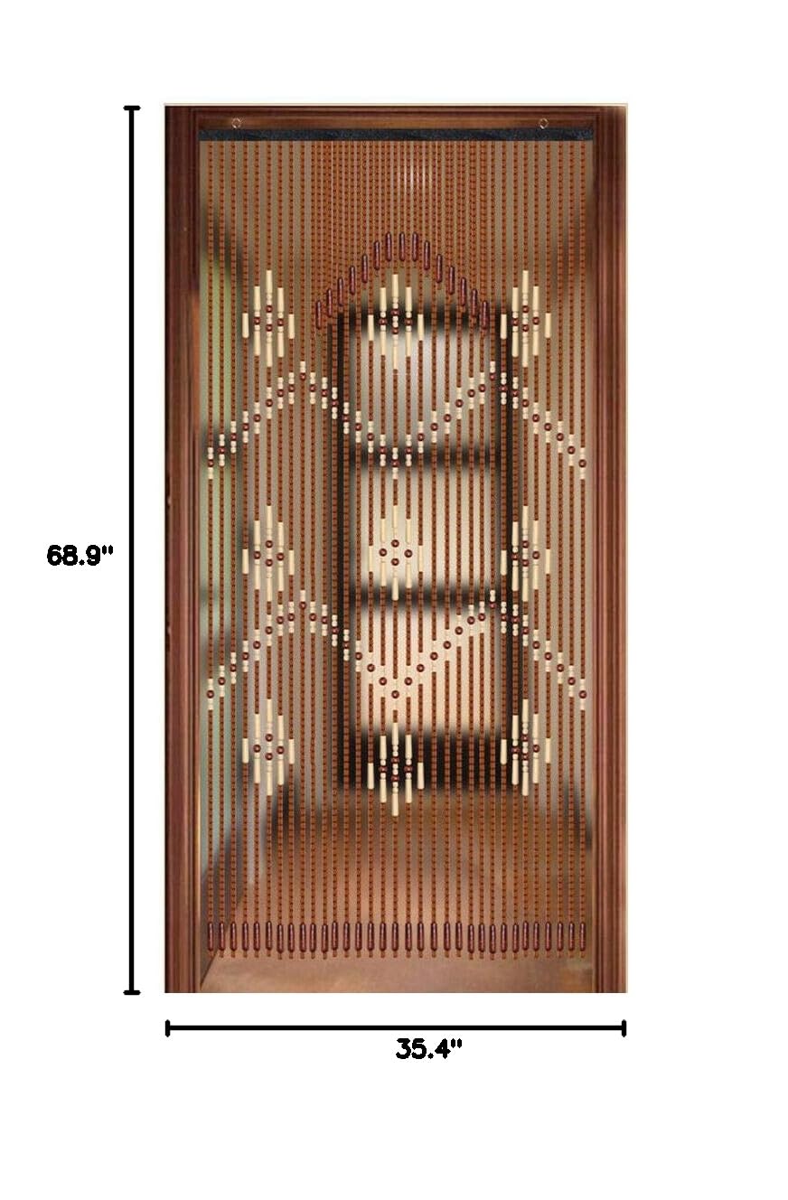 Gdrasuya10 Natural Wooden Beaded Curtain - 32 Lines Handmade Wood Bead Room Divider for Porch, Bedroom & Living Room | Boho Home Decor, Doorway Partition, Window Screen & Privacy Screen