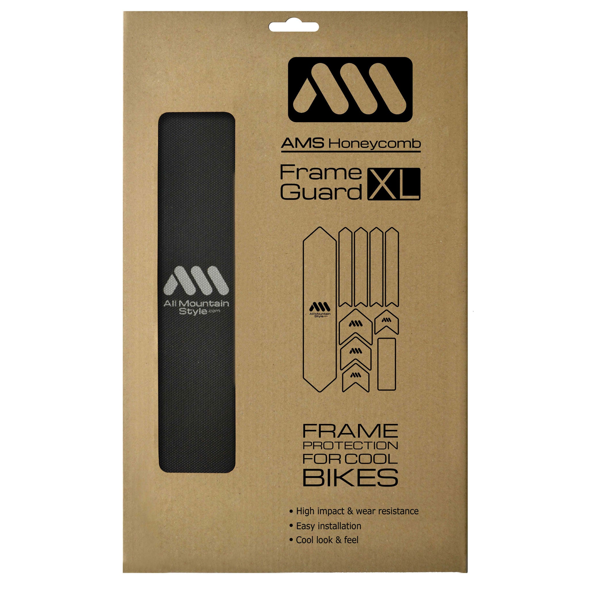All Mountain Style Extra Honeycomb Frame Guard - Black/Silver - Durable Bike Frame Protection for Mountain & Road Bikes - Perfect for Trail Riding, Commuting & Cycling Adventures