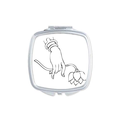 DIYthinker Portable Double Sided Compact Mirror with Lotus Hand Pattern - Perfect for Travel, Makeup, and Meditation (Buddhist/Hindu Inspired Design)