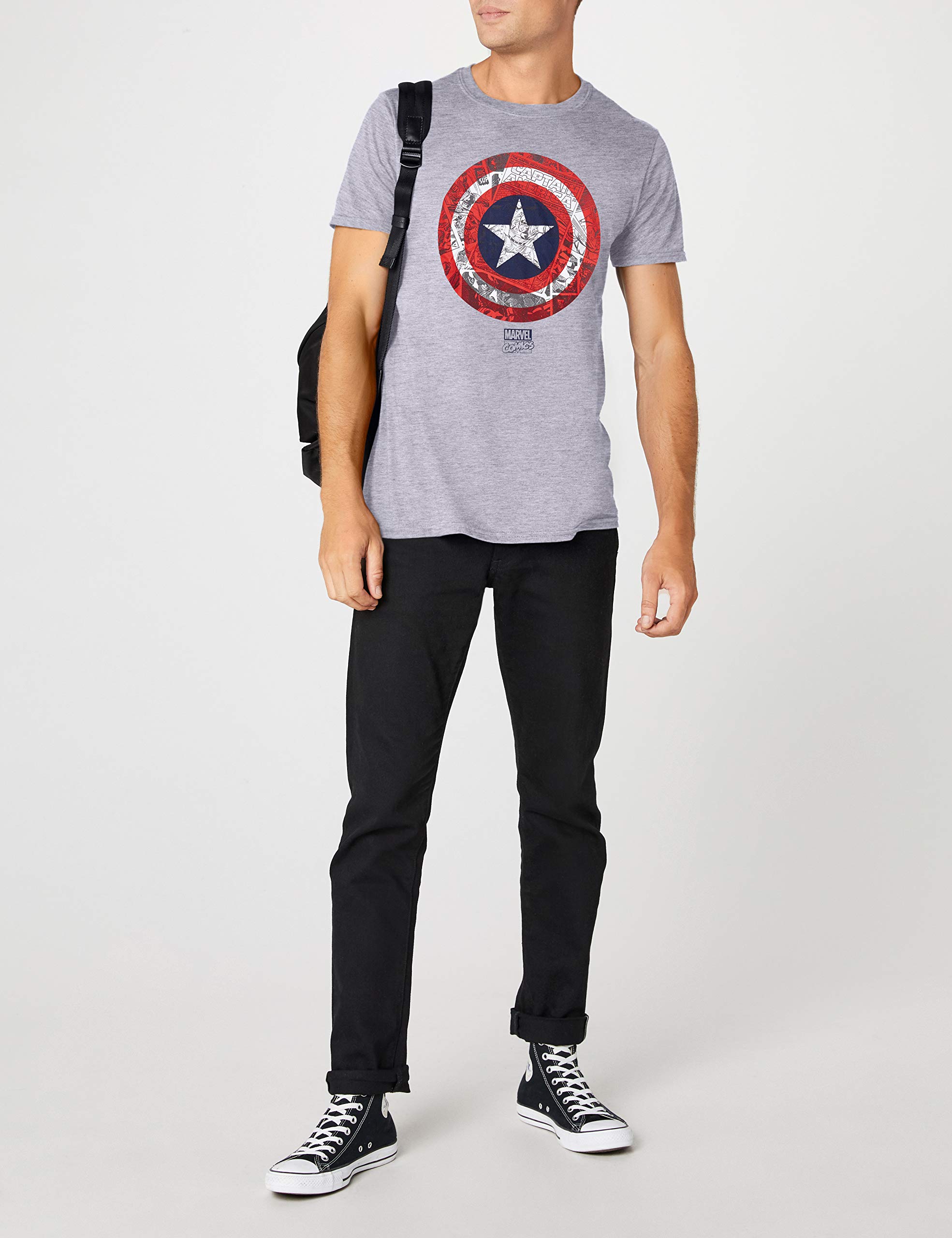 Marvel Captain America Shield Graphic T-Shirt for Men | Superhero Comic Tee | Casual Wear & Cosplay