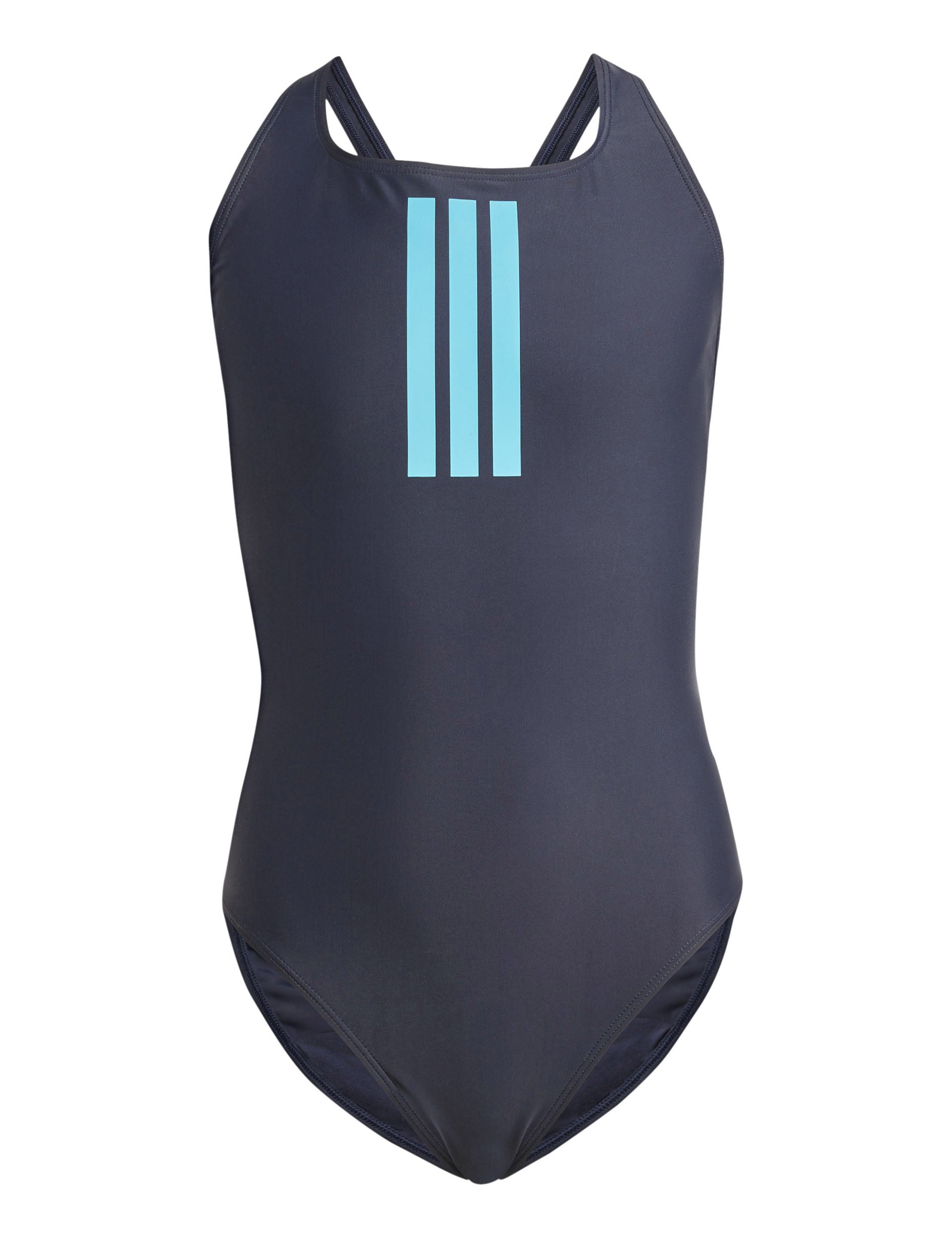 3 Stripes V Back Swimsuit for Women - Legend Ink/Lucid Cyan - High Waisted Bikini Bottom & Sexy Swimwear for Beach, Pool & Summer Vacations