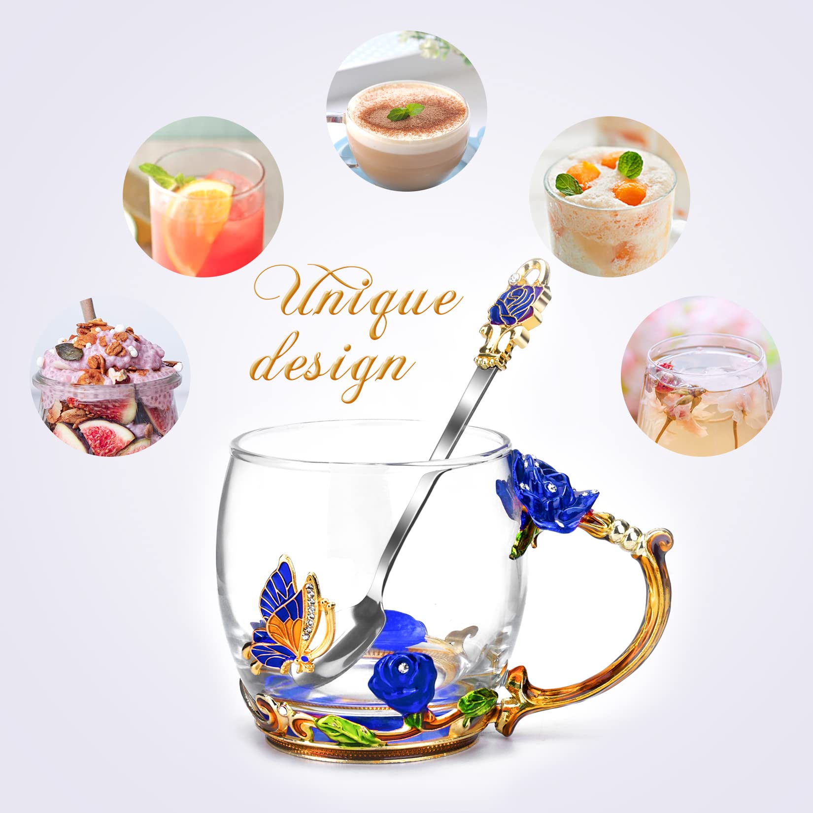 OEAGO Unique Blue Tea Cup & Coffee Mug - Thoughtful Birthday, Christmas Gifts for Women & Mom - Perfect Gift for Women Who Have Everything - Ideal for Tea Lovers, Coffee Drinkers & Office Use