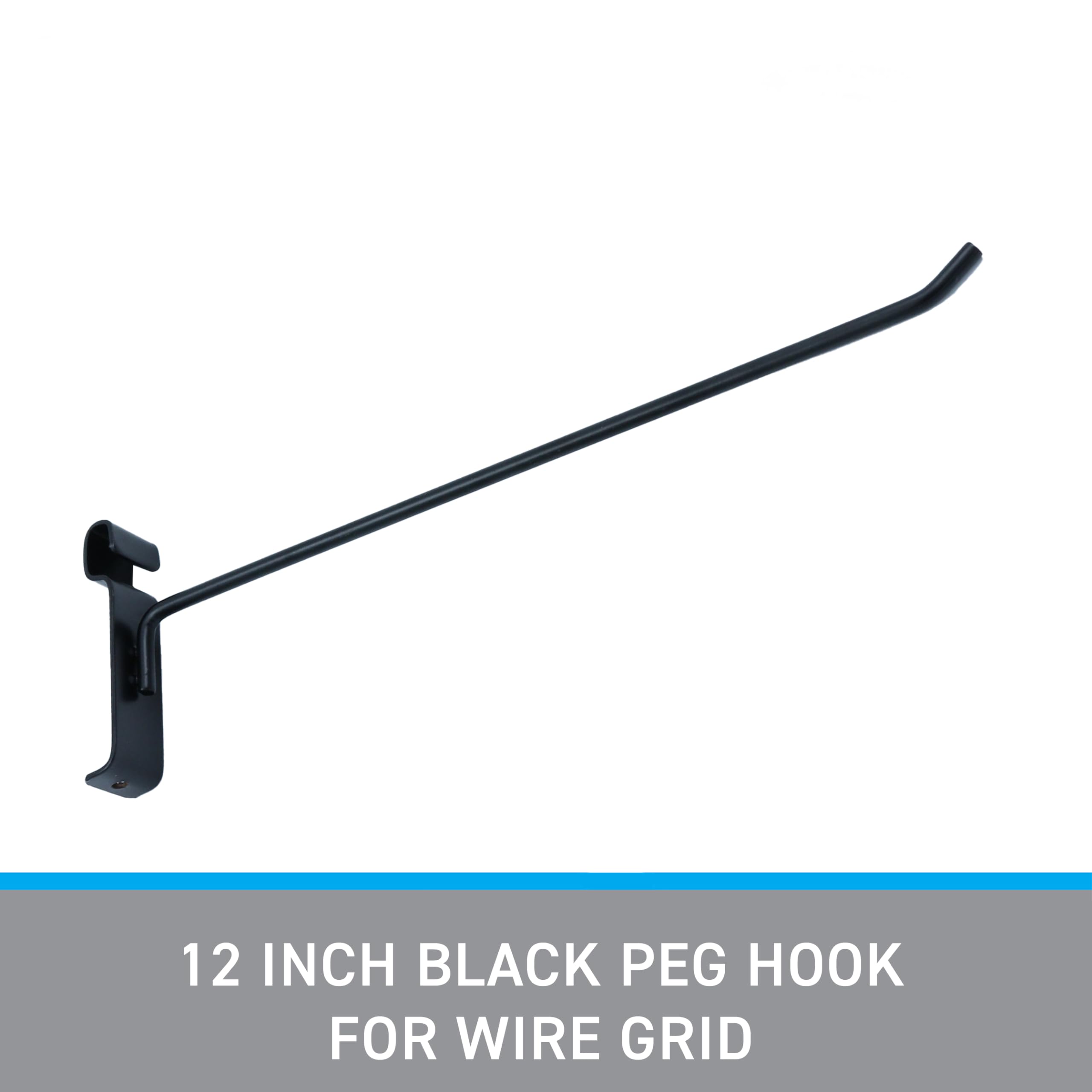 SSWBasics 12 Inch Black Peg Hooks for Wire Grid - Pack of 50 - Heavy Duty Gridwall Hooks for Retail Display, Clothing Racks & Store Organization - Perfect for Boutiques, Trade Shows & Home Storage