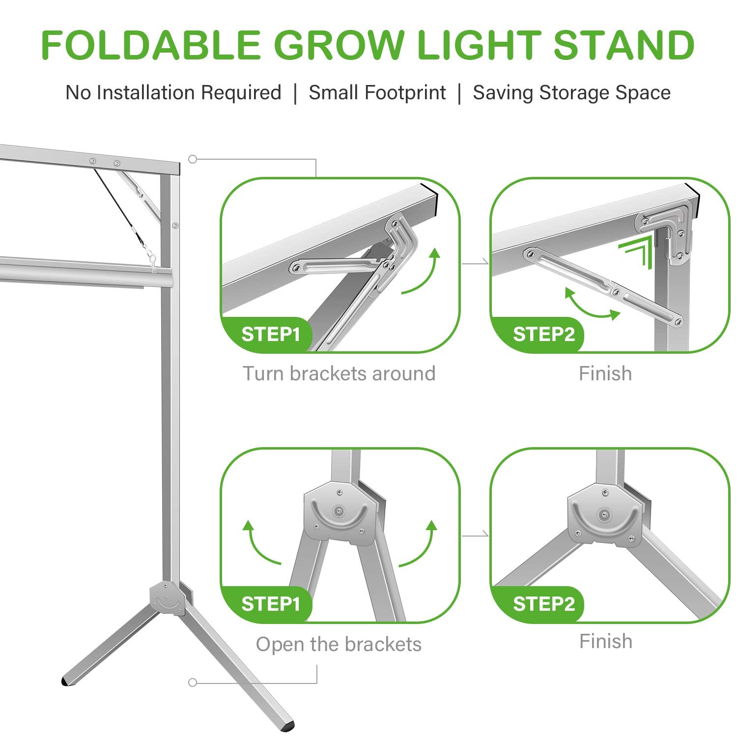 iPower 70W 4ft LED Grow Light Stand with Double Tube & Dual Switch - Foldable Plant Light for Seed Starting, Propagation - Includes 2 Bulbs (Perfect for Indoor Gardening, Hydroponics & Greenhouse Use)