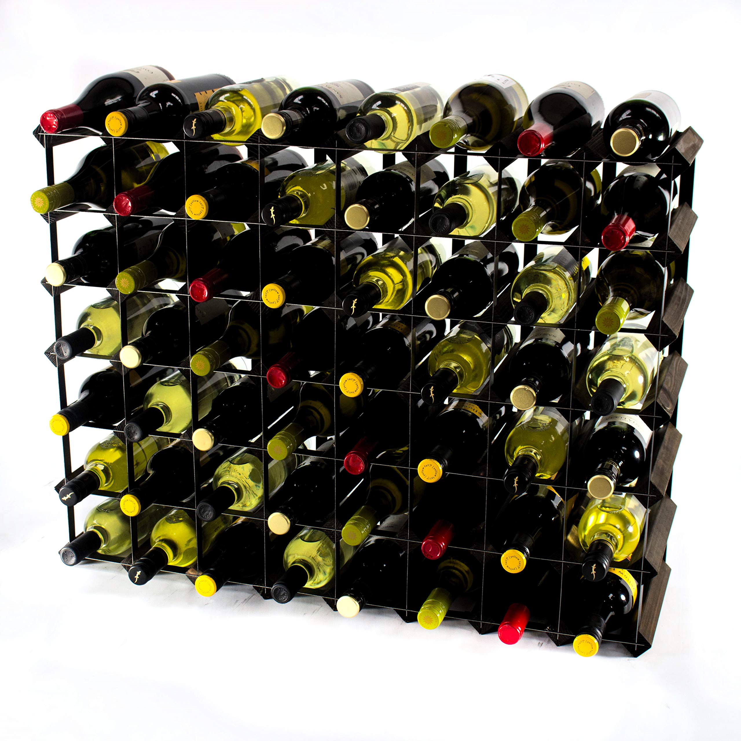 Legno Classic 56-Bottle Wine Rack in Dark Oak & Galvanized Metal - Ready-to-Assemble Wine Storage for Home, Cellar, or Restaurant Use
