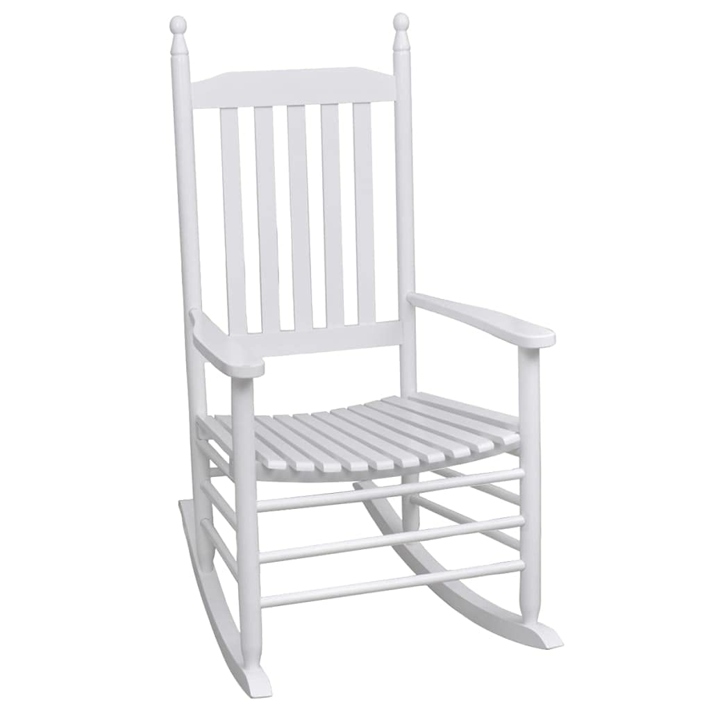 YALEO Modern Rocking Chair - All-Weather Fir Hardwood Reclining Seat - White Outdoor Rocker for Porch, Patio, Garden & Living Room - Perfect for Relaxing, Reading & Enjoying Nature