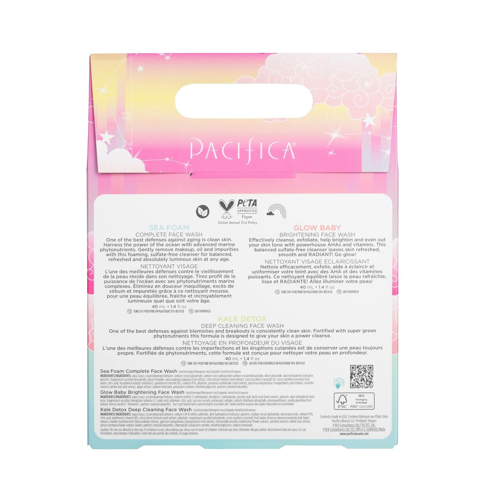 Pacifica Glow Baby Sea Foam & Kale Detox Face Wash Set - 40ml Each | Vegan, Cruelty-Free Skincare for Sensitive & Acne-Prone Skin | Perfect for Travel & Daily Cleansing Routine