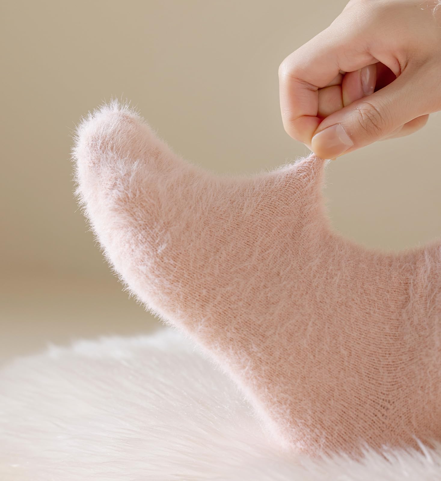 KANAV Women's Comfy Fuzzy Thermal Socks - 4 Pairs of Fluffy Warm Winter Crew Socks for Home, Office & Travel - Cozy Thick Knit Slipper Socks for Relaxing & Lounging