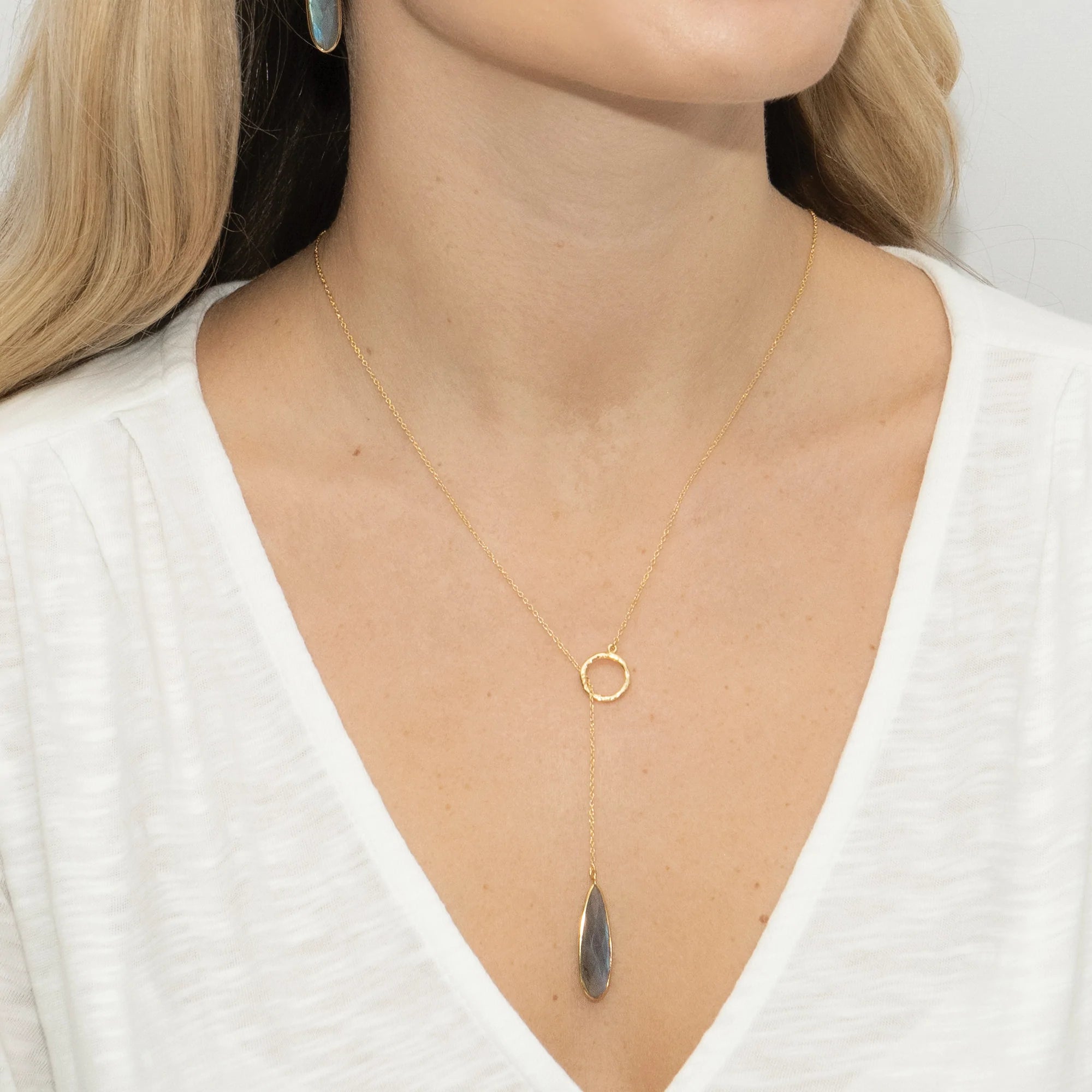 Labradorite Drop Necklace - Natural Gemstone Pendant Jewelry for Women | Elegant Boho Style for Everyday Wear & Special Occasions