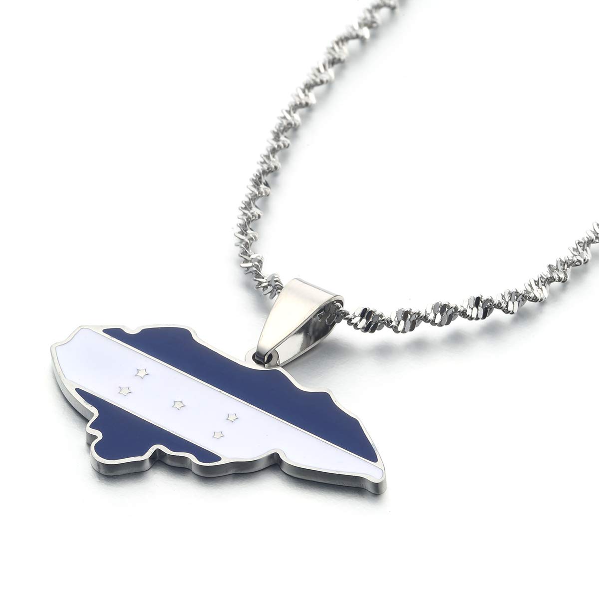 Honduras Map Pendant Necklace - Silver Enamel Charm Jewelry for Travelers & Geography Lovers | Perfect Gift for Wanderlust & Cultural Enthusiasts