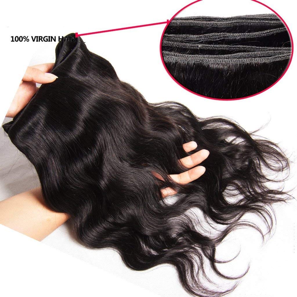 UNice 8A Indian Body Wave Virgin Hair Extensions - 3 Bundles 100% Unprocessed Human Hair Weave (12/14/16 Inch) Natural Black for Women | Perfect for Daily Wear, Parties & Special Occasions