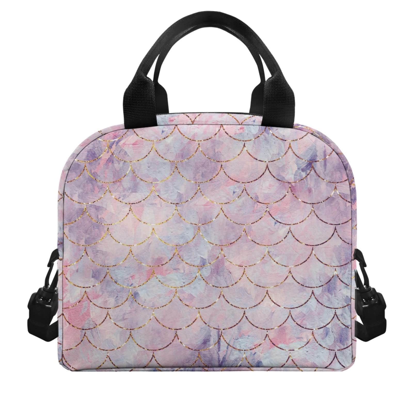 Cute Insulated Lunch Bag for Women & Kids - Reusable Kawaii Lunch Box with Strap & Pockets, Soft Waterproof Tote for School, Office, Picnic & Travel | Bengbobar Mermaid Design