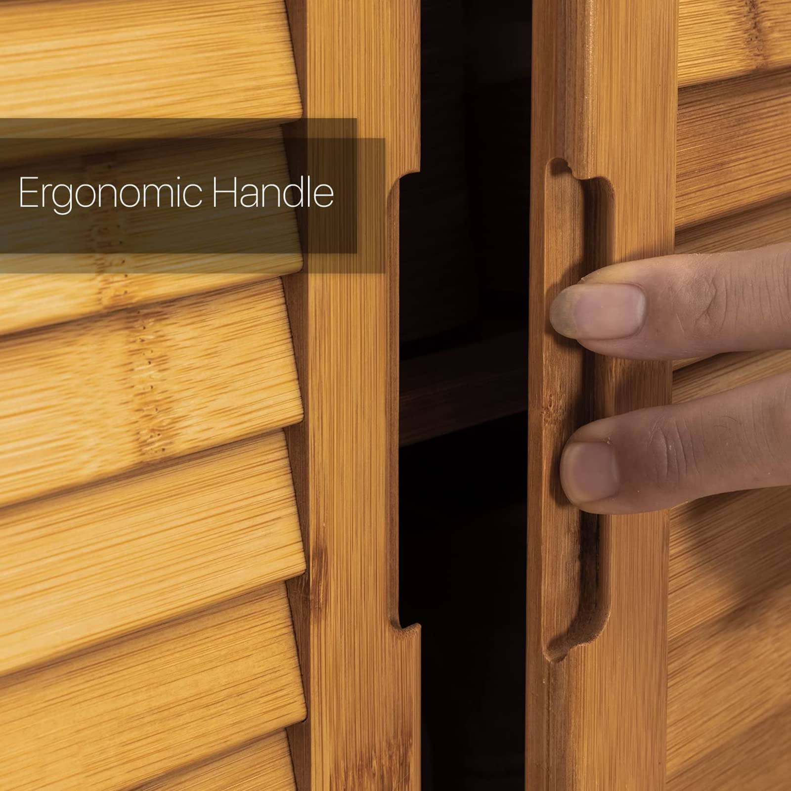 Bamboo Shoe Storage Cabinet with Doors - Rustic Entryway Shoe Organizer Rack | Perfect for Small Spaces, Hallways & Mudrooms