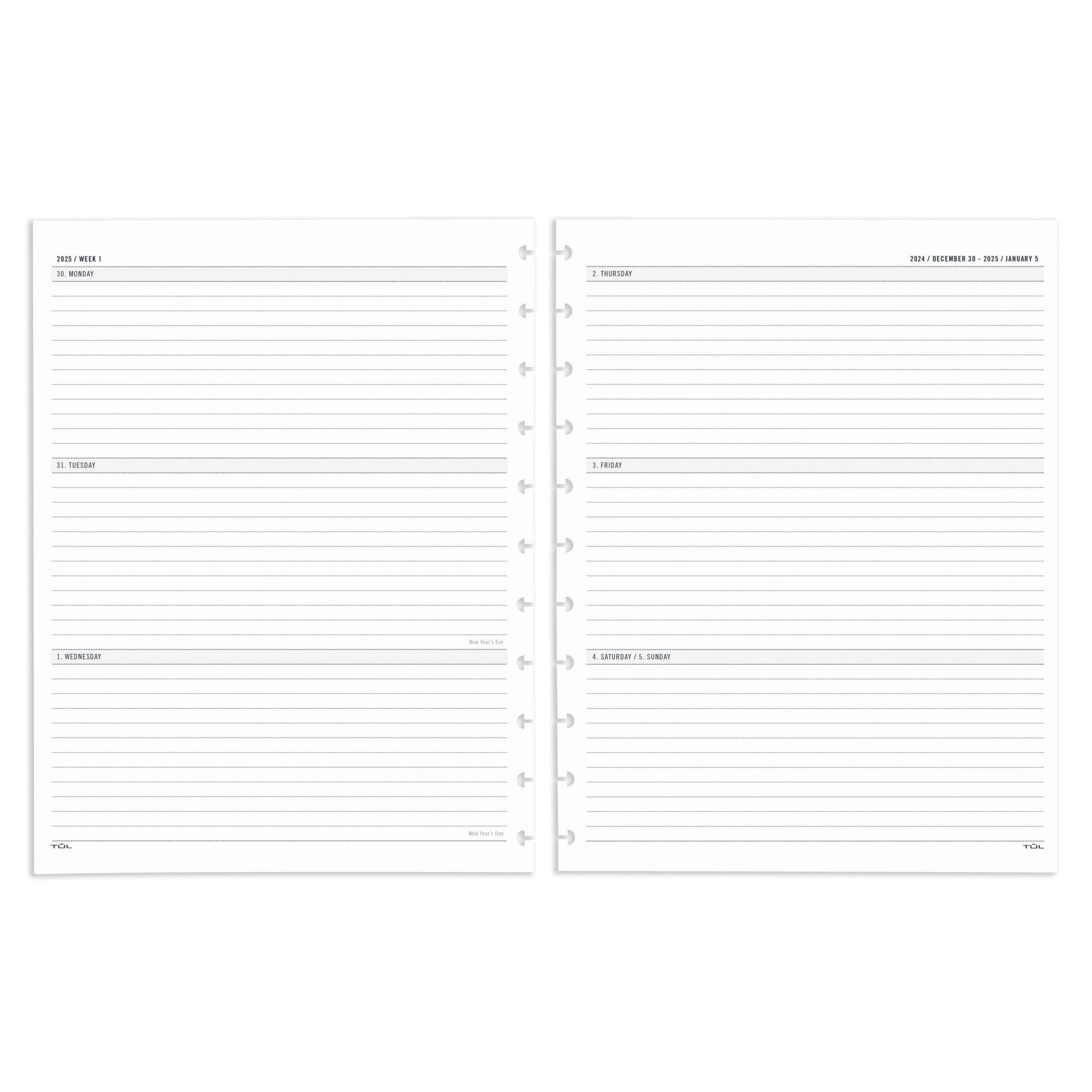 2025 TUL® Discbound Weekly & Monthly Planner Refill Pages - Letter Size (January-December) for Home Office, School & Productivity Planning | Reusable Calendar Inserts for Happy Planners