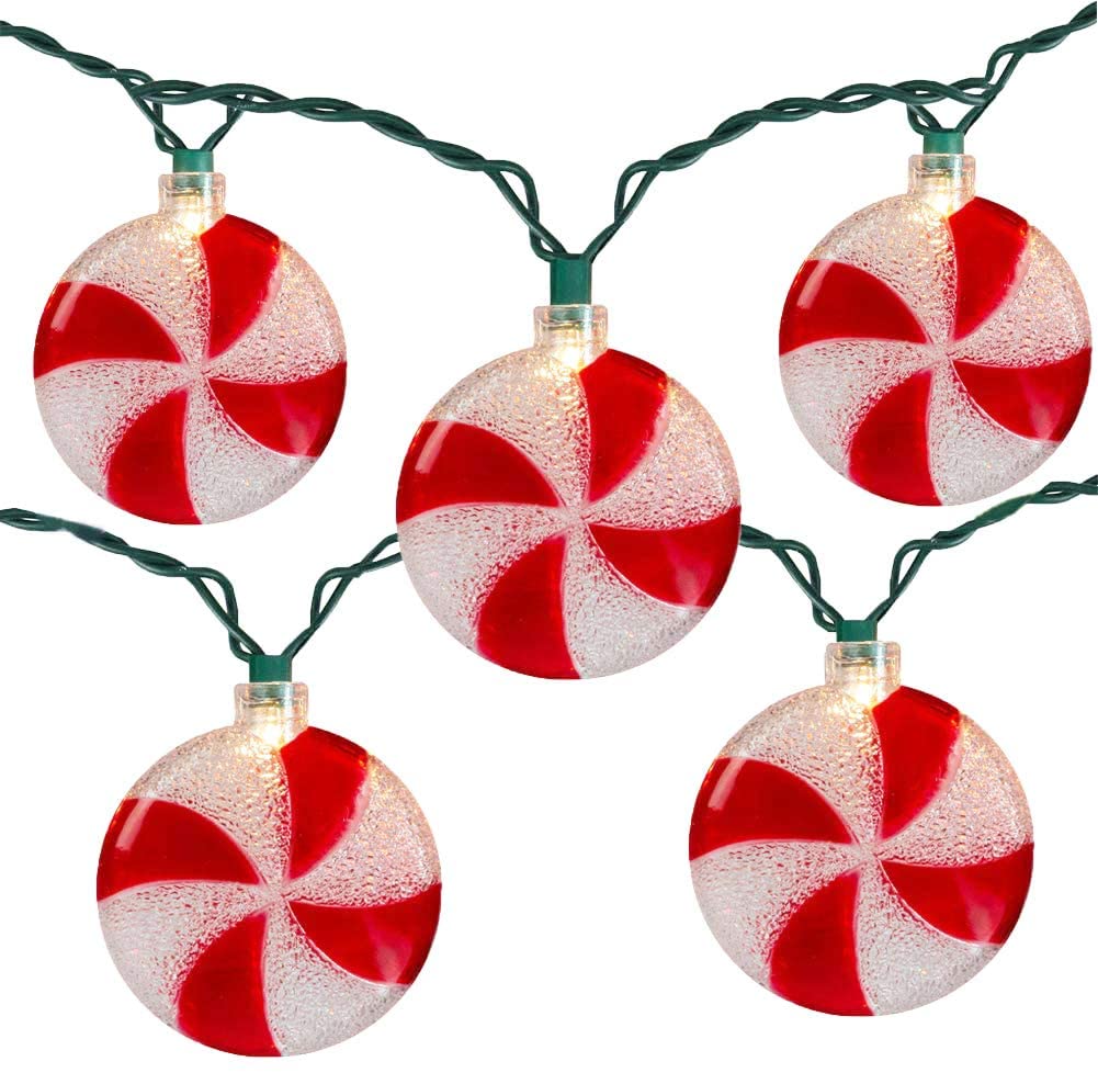 8.5Ft Candy String Lights - 10 LED Sugar Peppermint Christmas Lights for Indoor Outdoor Tree Decorations | Perfect for Holiday Parties, Bedroom, Garden & Wedding Decor