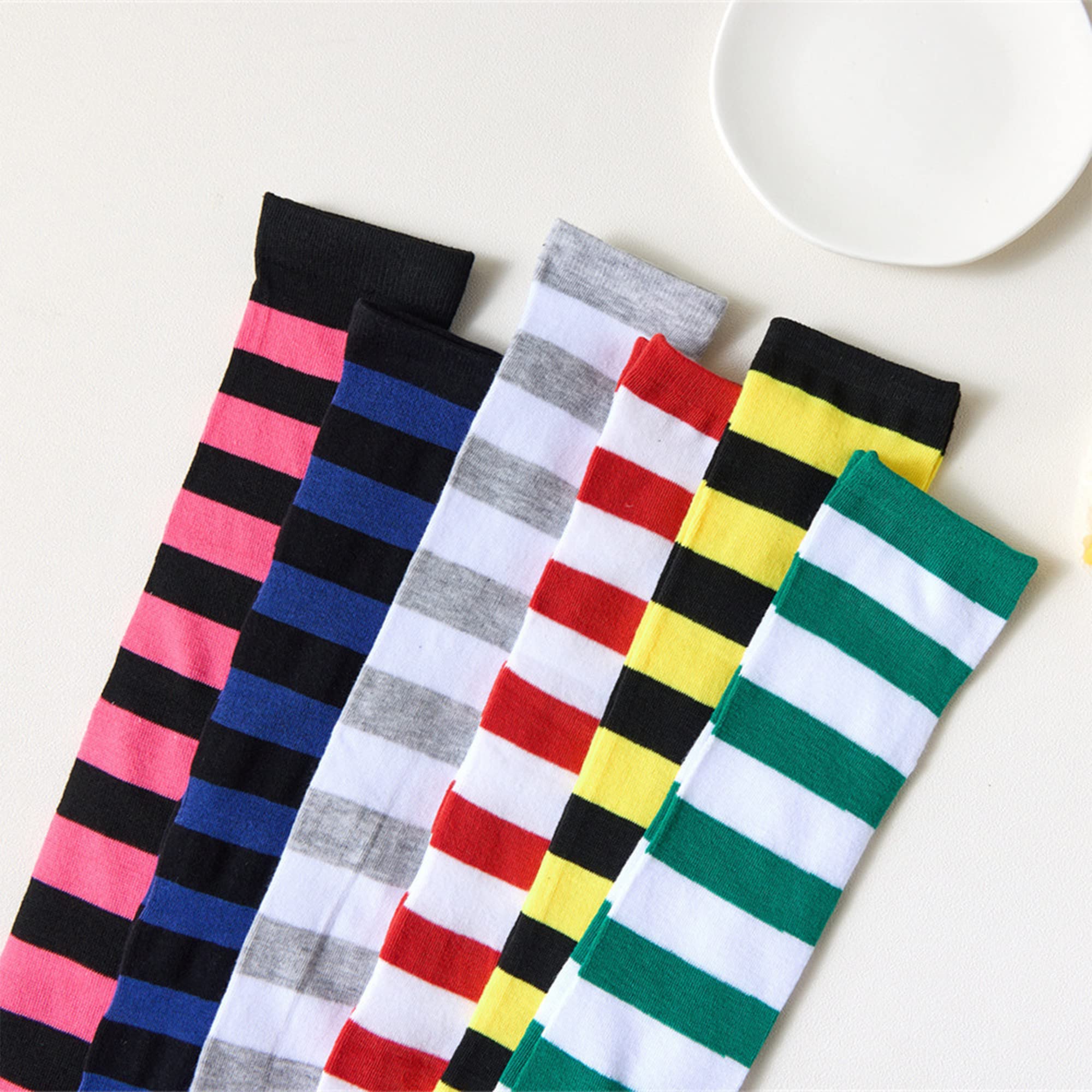 UTTPLL Women's Striped Thigh High Socks - Knee High Stockings for Halloween & Party
