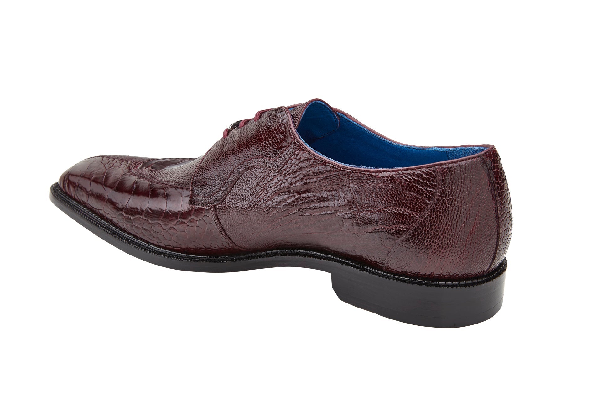 Belvedere Siena Genuine Ostrich Leg Dress Shoes for Men - Dark Burgundy Leather Oxfords 1463 | Premium Business Formal Shoes for Office, Weddings & Special Occasions