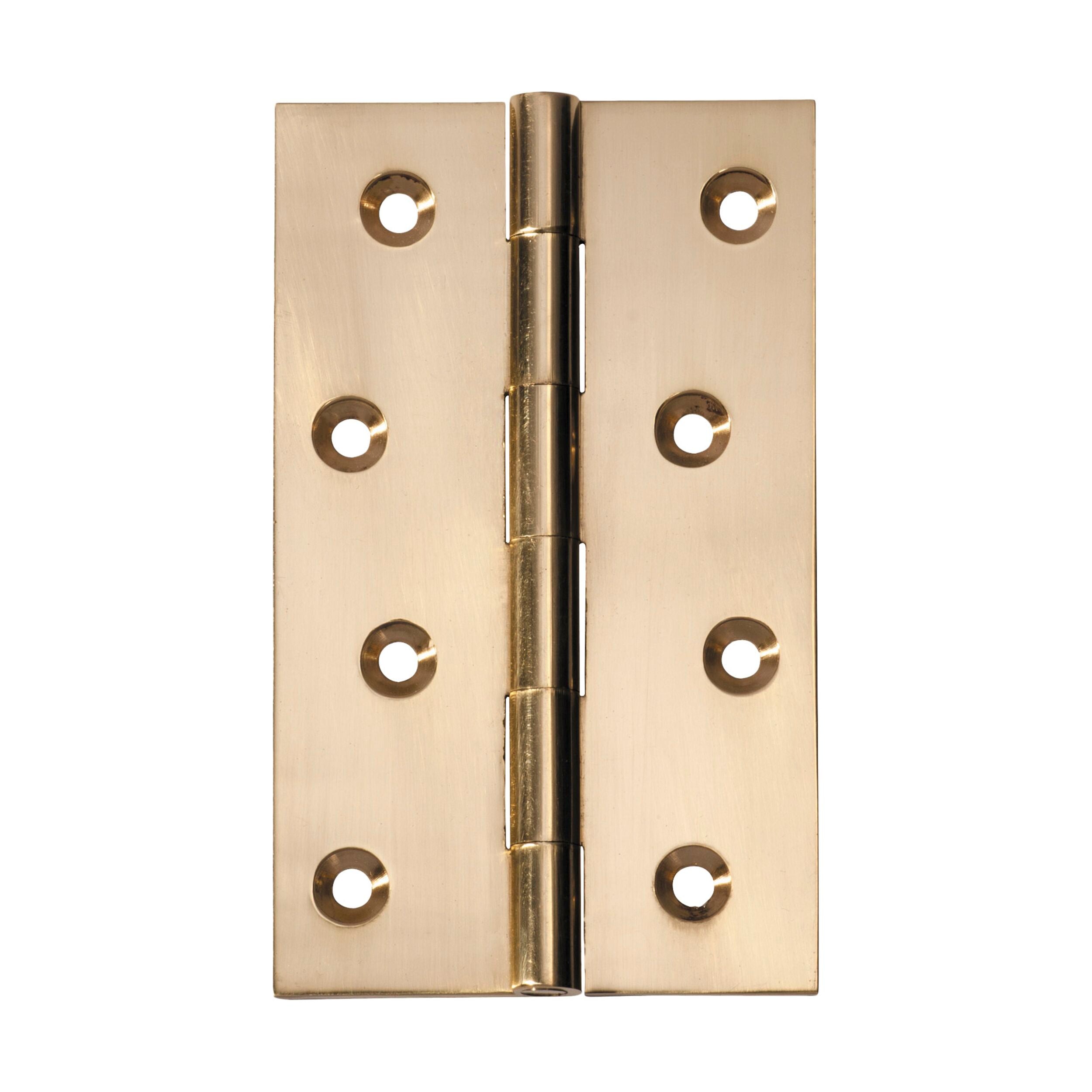 2472 Hinge Fixed Pin Polished Brass H100xW60mm - Heavy Duty Cabinet Door Hinges for Kitchen, Bathroom & Furniture Hardware Installation