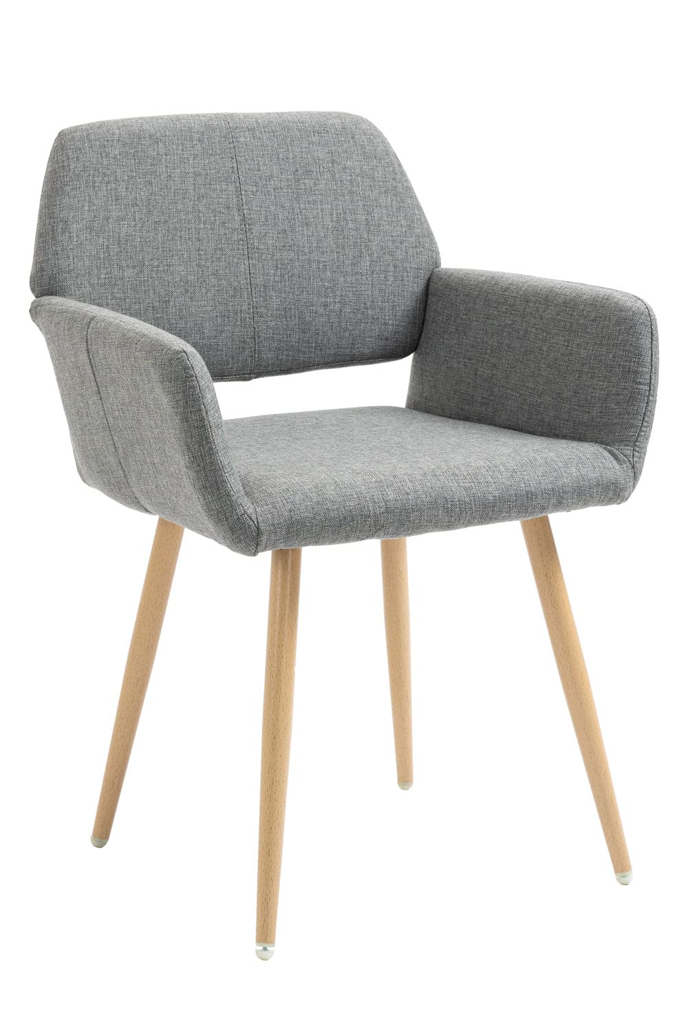 Modern Upholstered Chair - Comfortable Makeup Vanity Chair for Girls with Armrest & Backrest, Elegant Wood Finish Metal Legs Desk & Dining Chair, Gray - Perfect for Bedroom, Dressing Room & Home Office Use