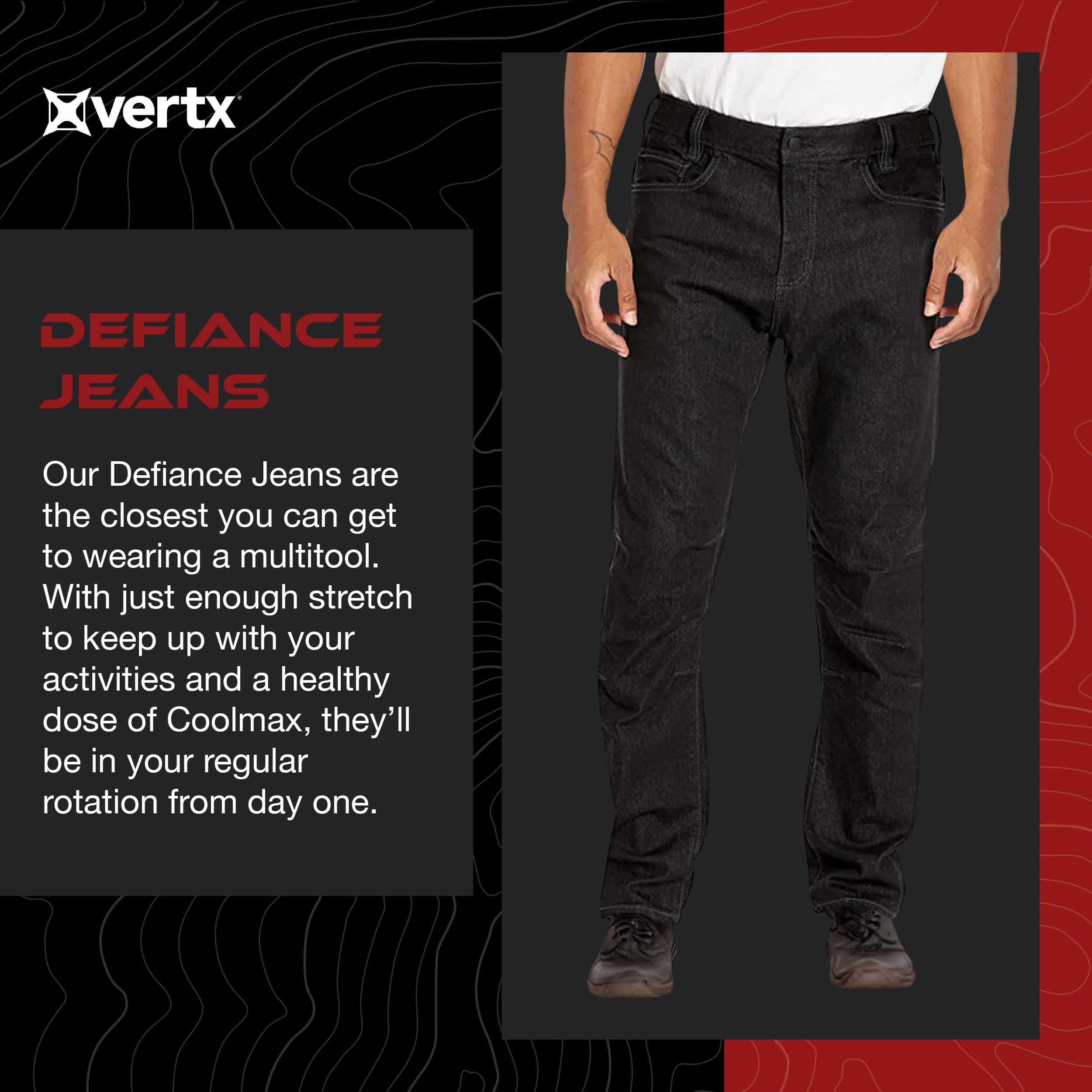 Vertx Men's Defiance Jeans - Durable Tactical Pants for Outdoor, Work & Everyday Wear | Comfortable Stretch Denim with Utility Pockets