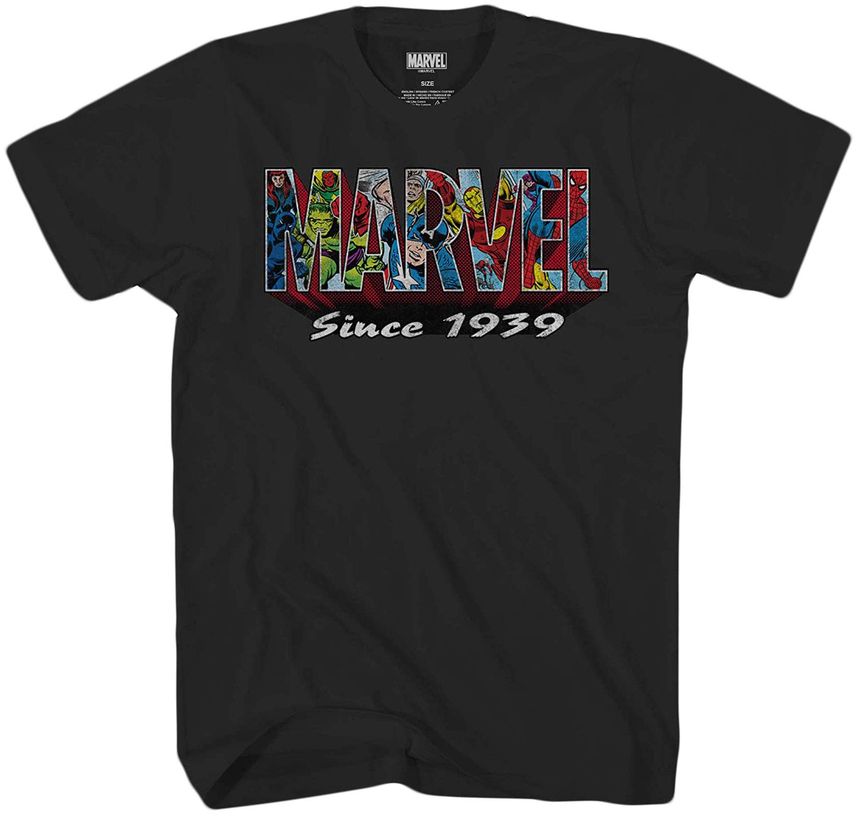Marvel Comics Graphic T-Shirt for Men - Cotton Superhero Logo Tee Since 1939 | Casual Wear, Cosplay & Gift for Marvel Fans