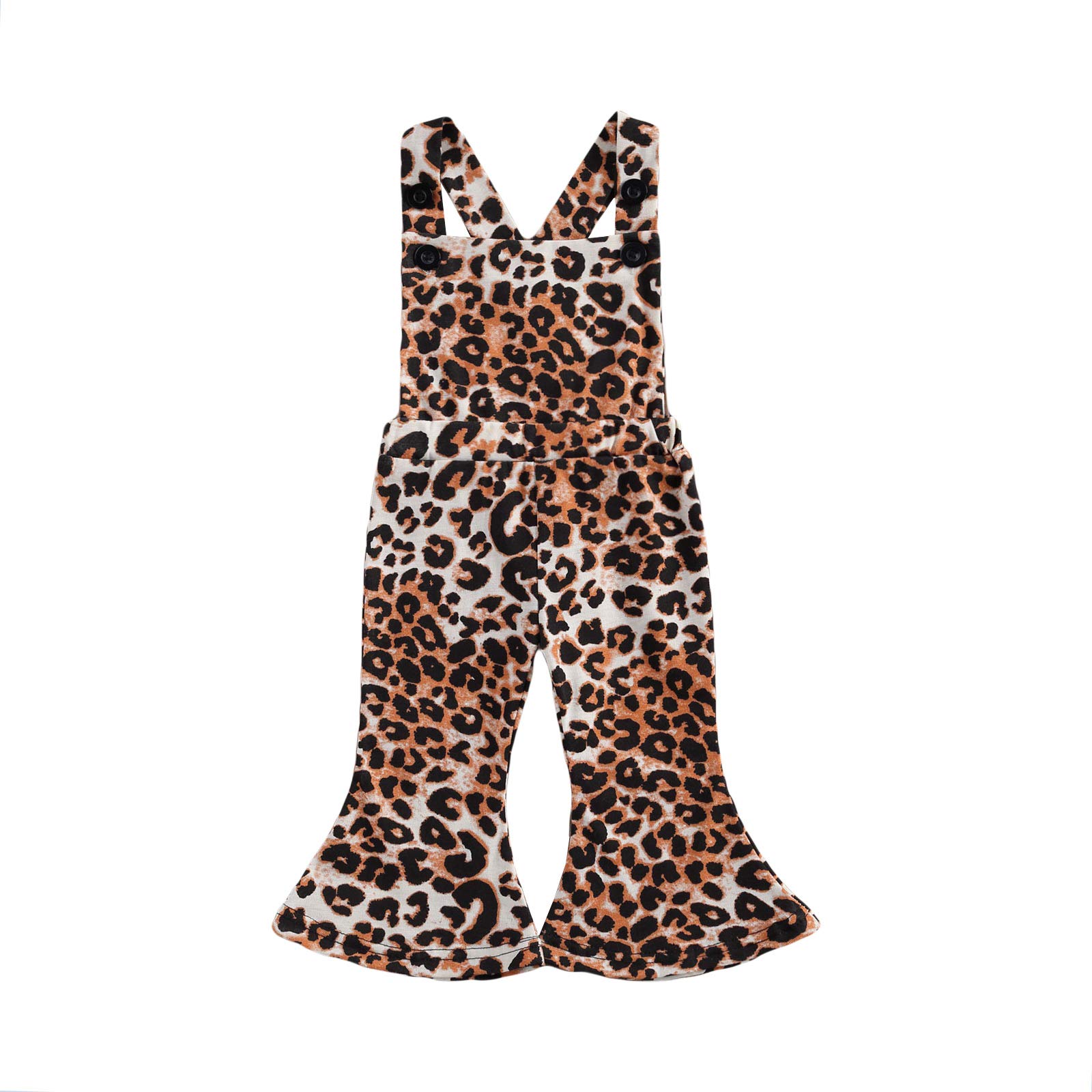 Seyurigaoka Baby Girls Leopard Print Sleeveless Romper Jumpsuit - Bell Bottom Overalls for Infants - Soft & Comfortable One-Piece Outfit for Playtime, Daycare & Photo Shoots