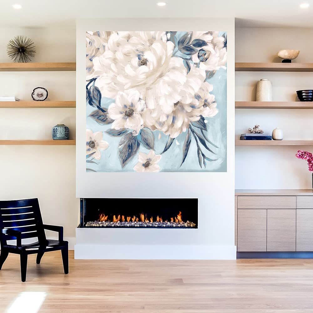 Indigo Romance Canvas Wall Art - 37x37 Inch Hand-Painted Fine Art Decor by Willowbrook - Perfect for Living Room, Bedroom, Office & More - Ready to Hang - Elevate Your Home & Workspace Decor