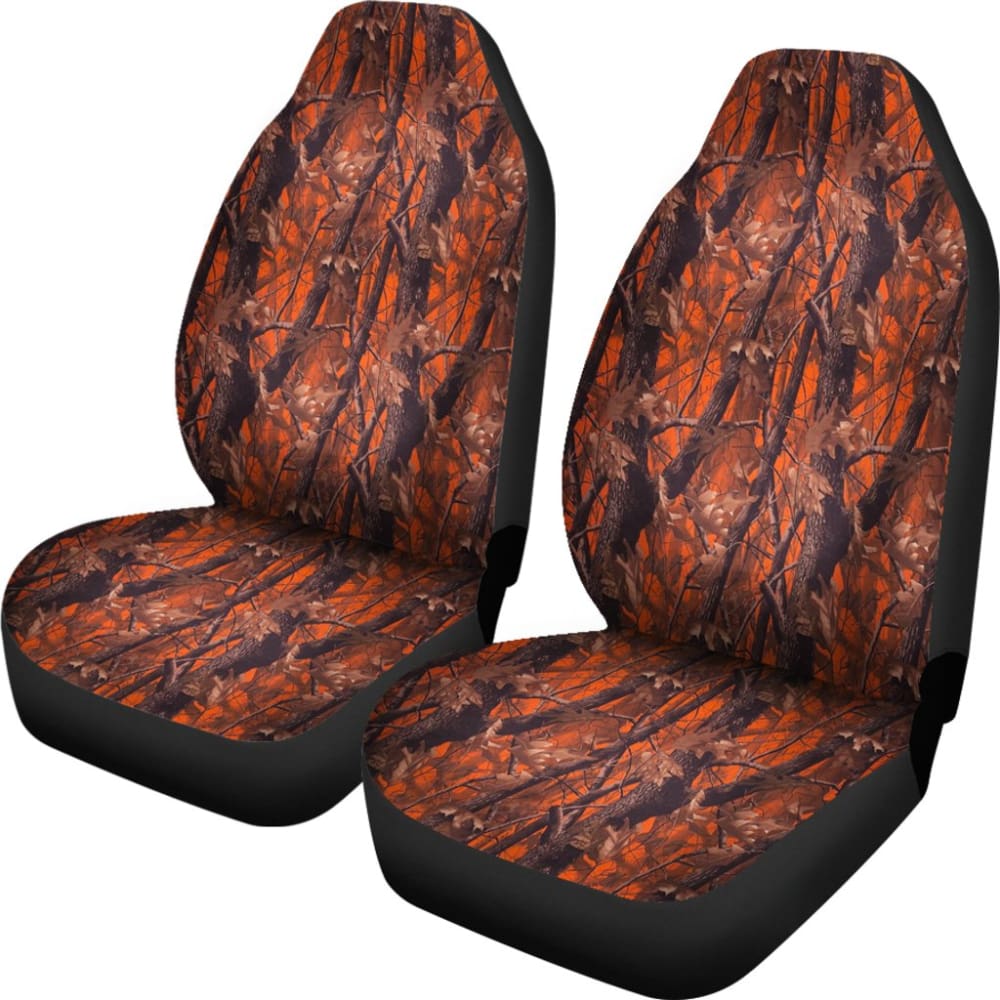 Premium Orange Camouflage Car Seat Covers - Universal Fit for Cars, Trucks & SUVs - Durable Neoprene Material - Perfect for Hunting, Outdoor Adventures & Daily Commutes