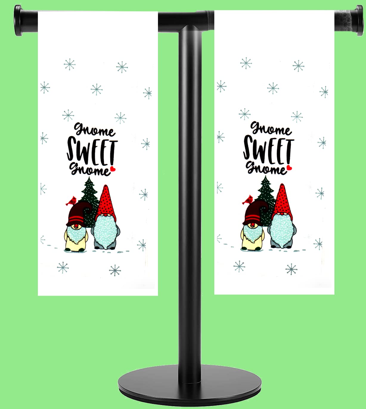 Christmas Gnome Kitchen Towels Set of 2 - Festive Holiday Dish Towels for Baking, Cooking & Decor - Gnome Sweet Gnome Themed Kitchen Decorations for Christmas Party & Home Decor