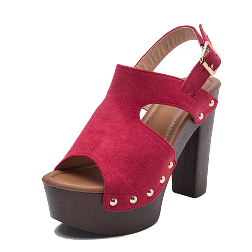 KaieeKeio Women's Platform Heels Sandals - Chunky Block Heel Peep Toe Summer Dress Sandals for Weddings, Parties & Date Nights