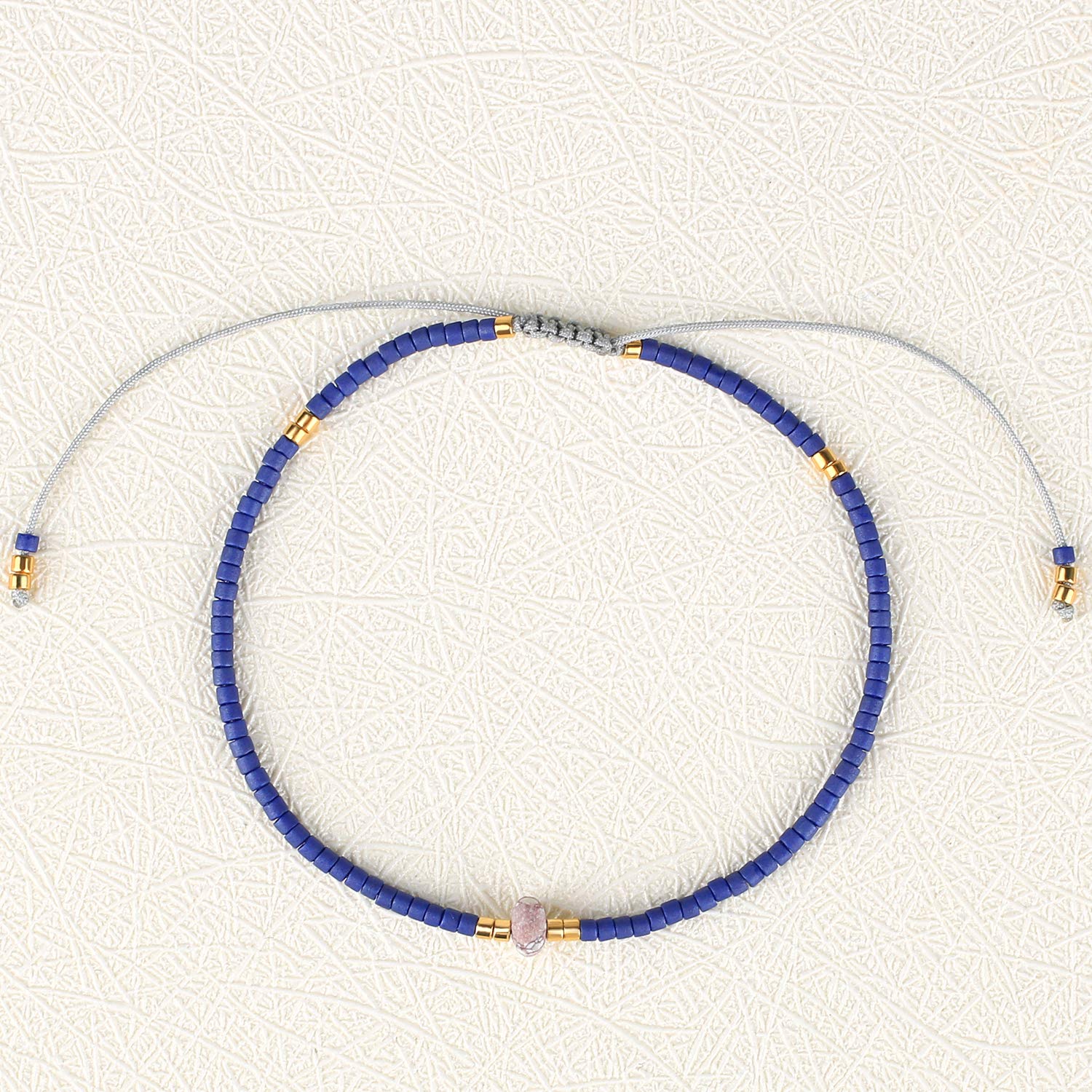 KELITCH Agate Seed Beads Friendship Bracelets for Women - Thin Beaded Bracelet Set - Natural Stone Beaded Jewelry for Beach, Summer, Boho Style & Gifts