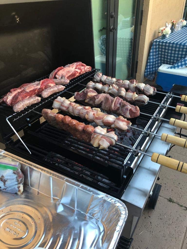 Premium Brazilian Rotisserie BBQ Grill - 5 Stainless Steel Skewers - Authentic Churrasqueira Grill for Outdoor Cooking | Perfect for Backyard BBQs, Camping & Family Gatherings