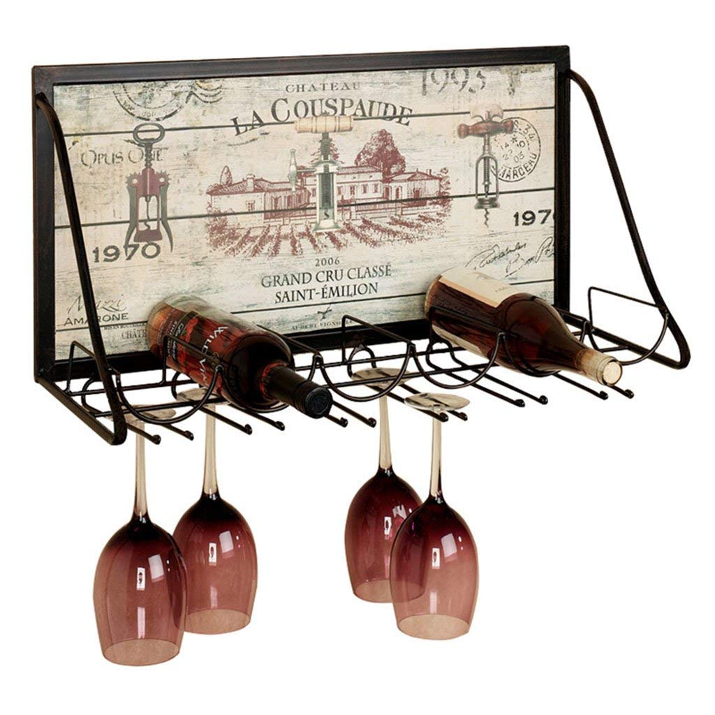 Iron Wall Mounted Wine Rack & Stemware Holder - Holds 6 Bottles & 12 Glasses (65x26x40cm) - Perfect for Kitchen, Bar, Dining Room & Wine Cellar Organization