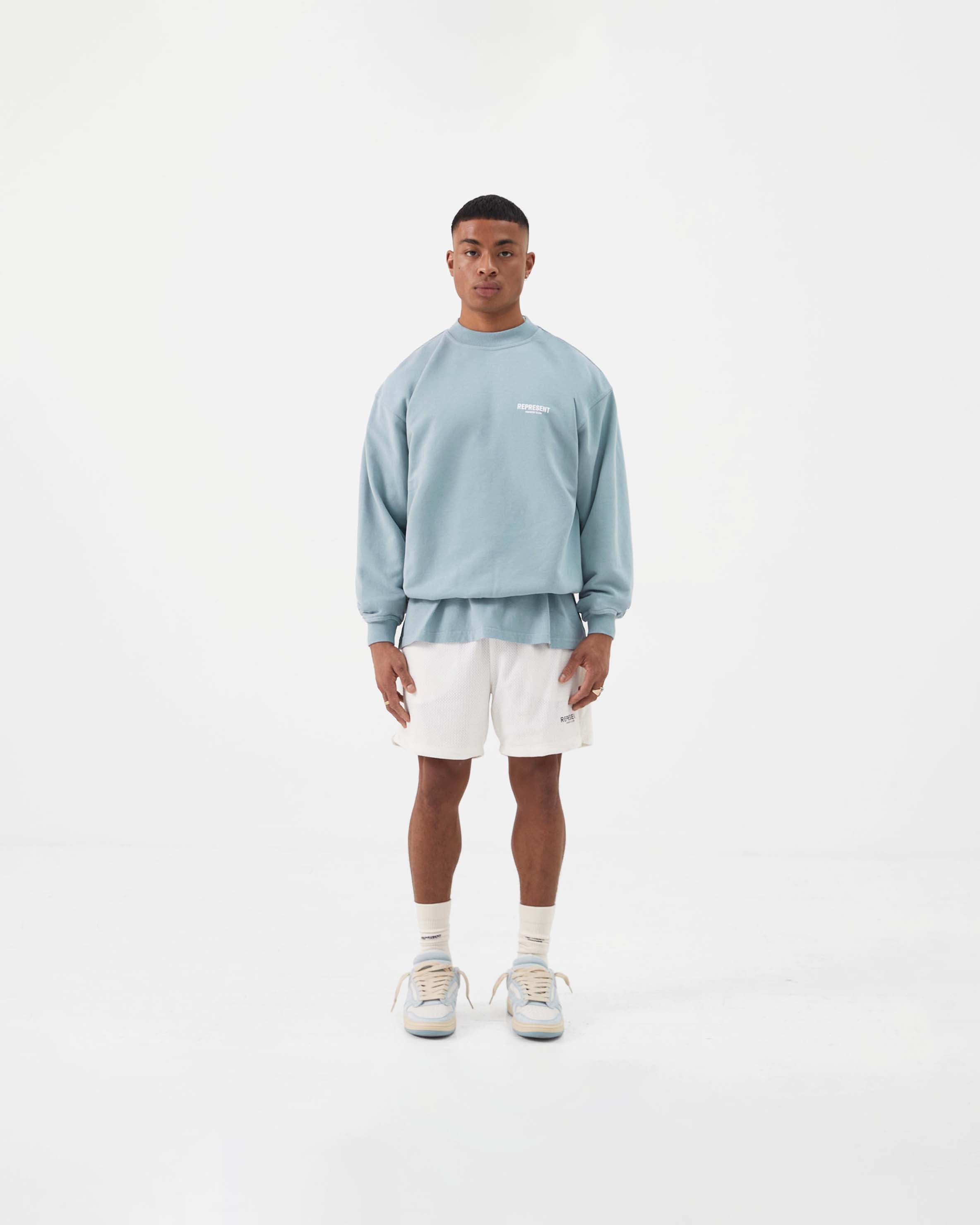 Represent Owners Club Sweater | Powder Blue | Premium Cotton Knit | Streetwear Fashion | Perfect for Casual Outfits & Urban Style