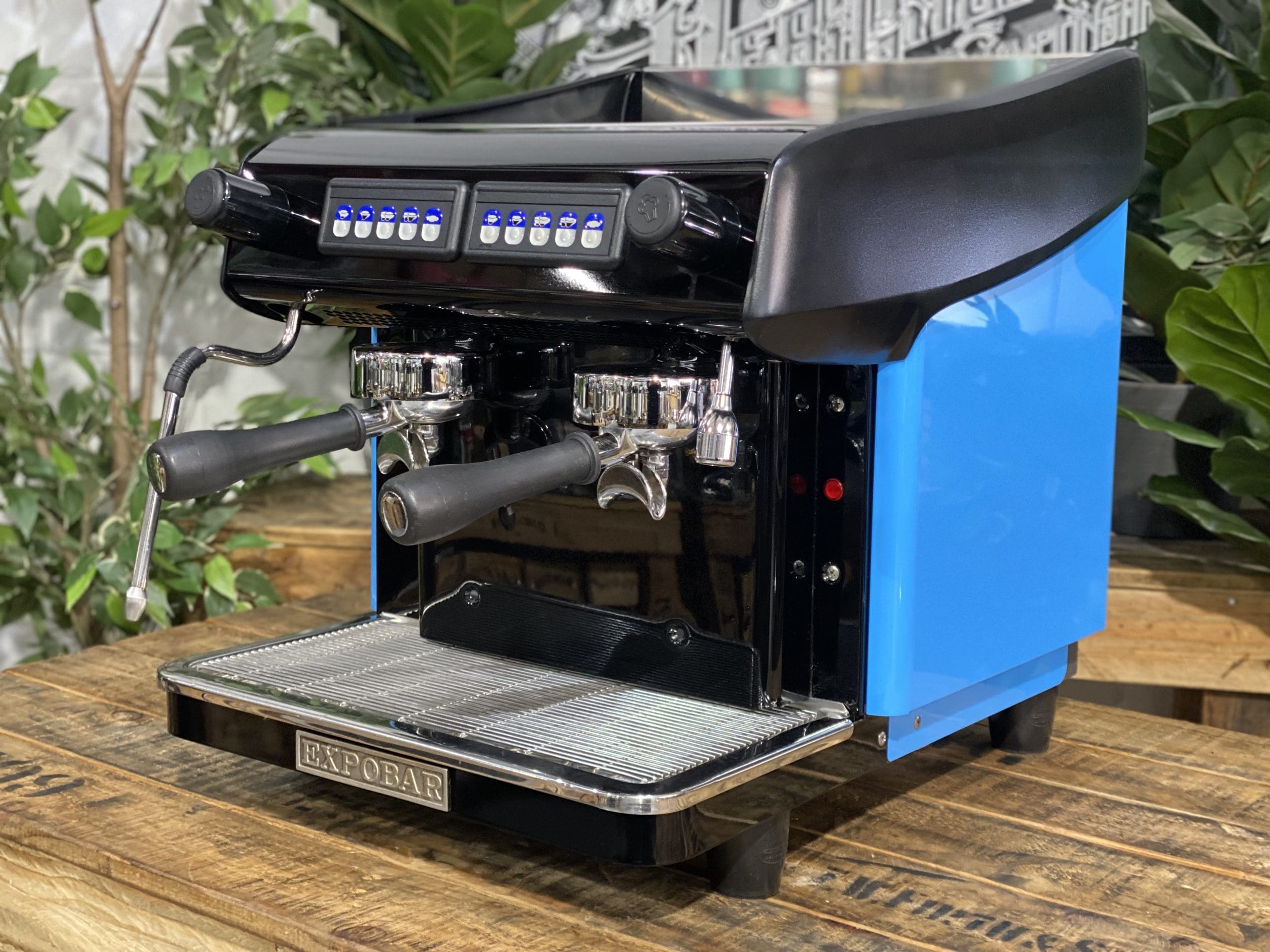 Expobar MegaCrem Compact High Cup 2 Group Espresso Machine - Blue & Black Commercial Coffee Maker for Cafes, Restaurants & Coffee Shops