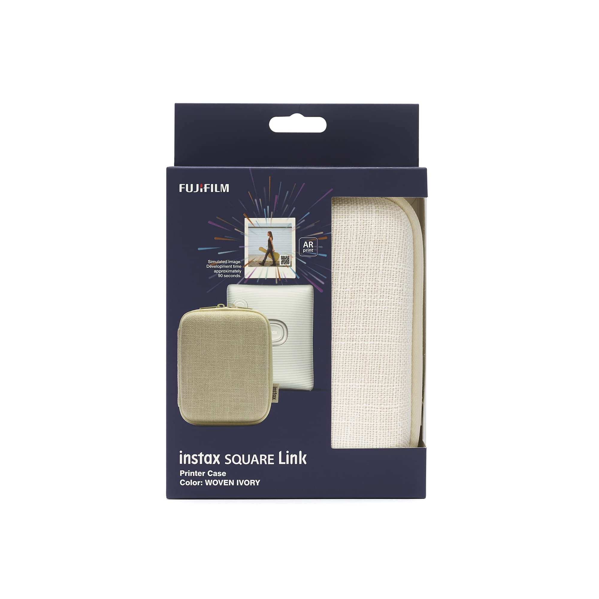 Fujifilm Instax SQUARE Link Smartphone Printer & Woven Ivory Case - Print Photos Instantly from Phone, Perfect for Travel, Parties & Memory Keeping