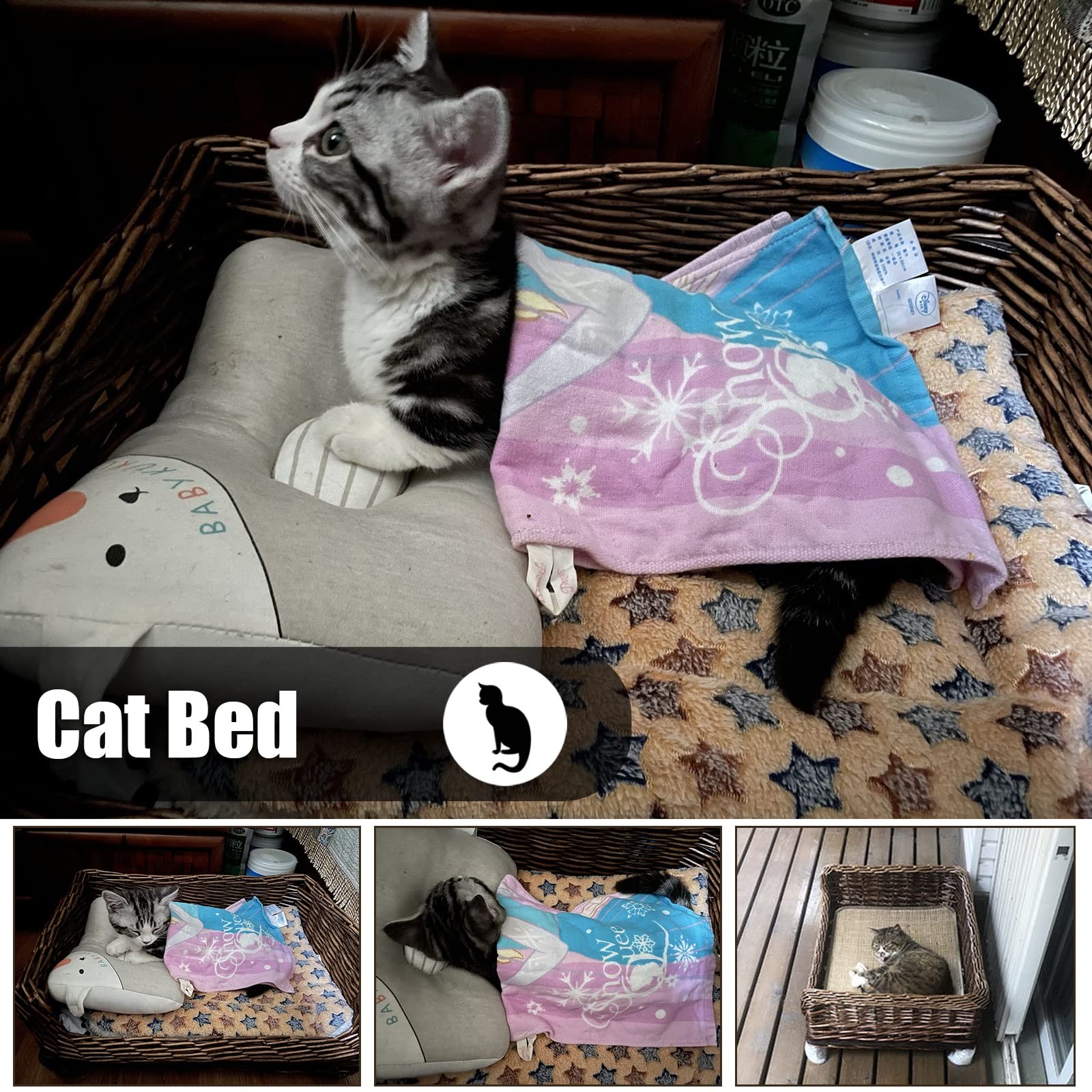 Premium Brown Elevated Dog Bed with Bamboo Mat - Wicker/Rattan Pet Cot for Large/Medium/Small Dogs, Cats & Rabbits - Breathable Sofa Style (120x70cm) - Perfect for Indoor/Outdoor Use in Living Room, Patio or Garden