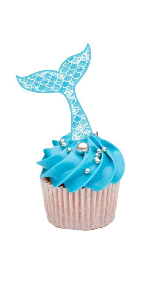 Mermaid Tails Cupcake Toppers - 24pcs Ocean Theme Cupcake Decorations for Birthday Parties, Baby Showers & Under the Sea Themed Events
