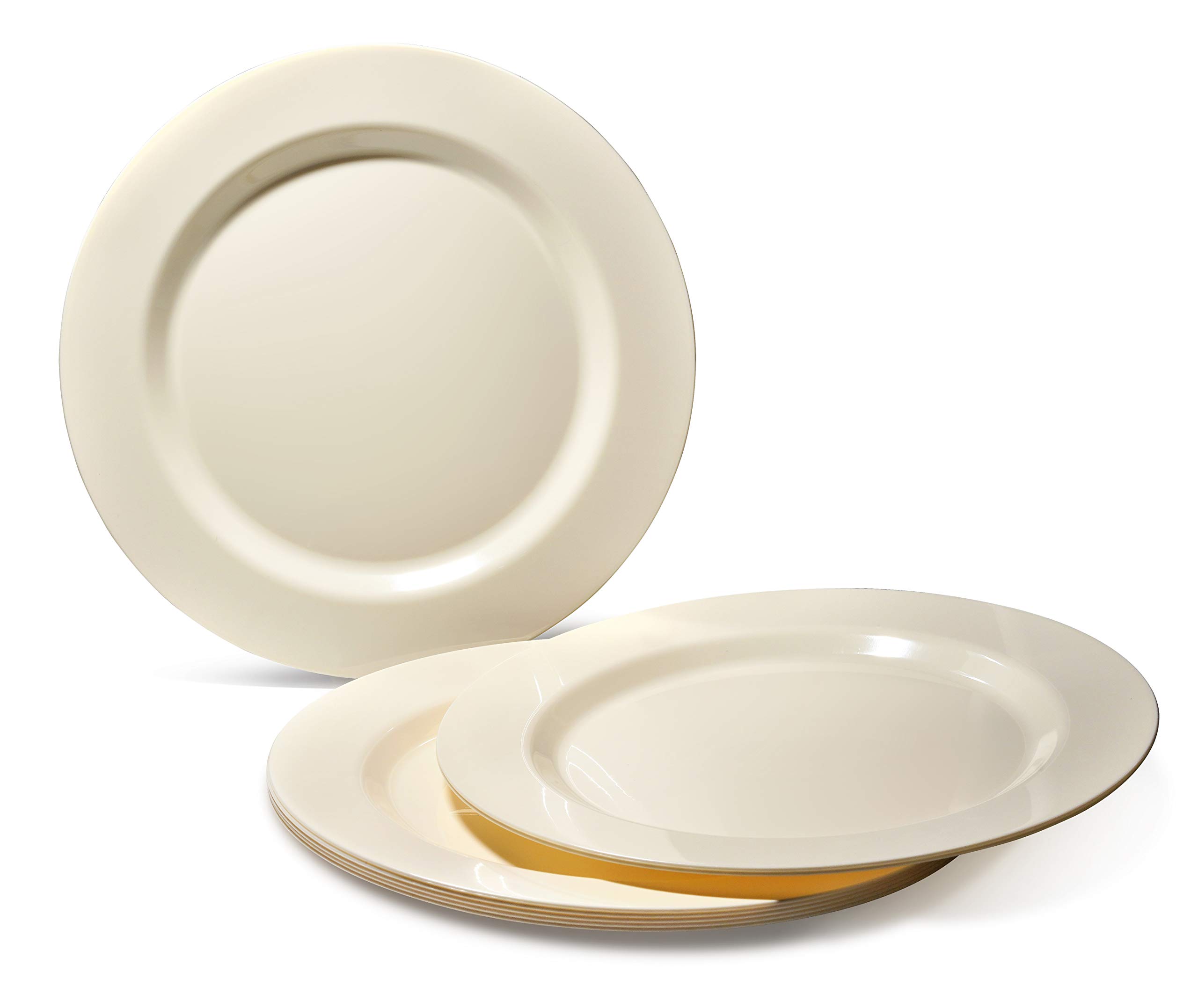 240-Pack Heavyweight Disposable Plastic Plates for Weddings & Parties - 10.5'' Ivory Dinner Plates | Elegant & Durable for Catering, BBQs, Picnics & Special Events