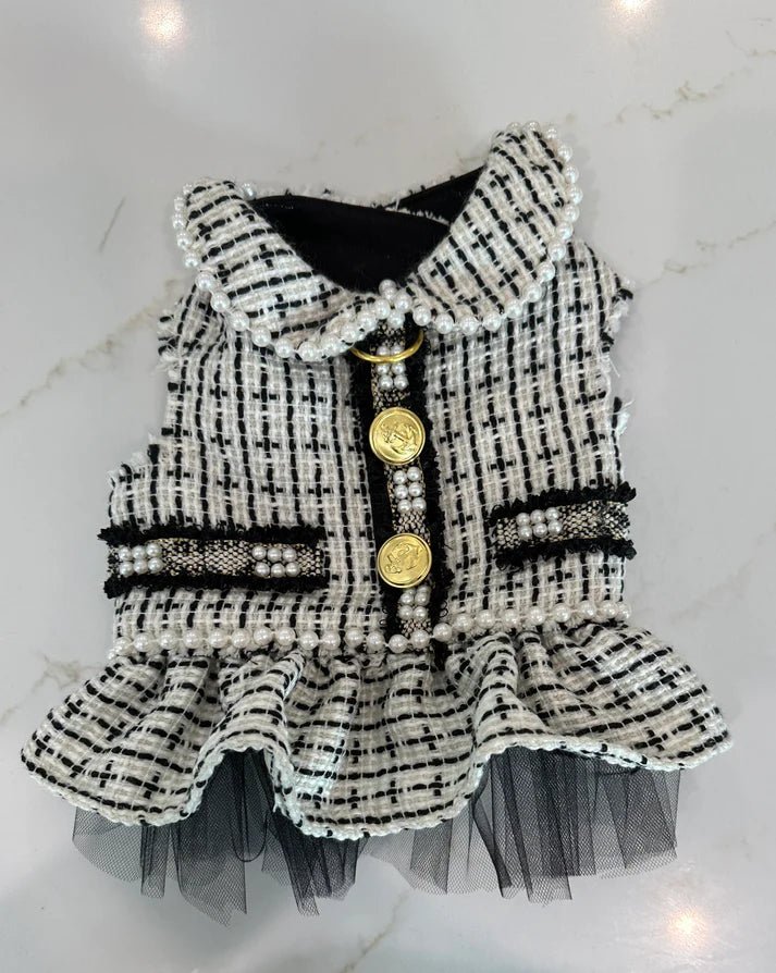 Country Club Black & White Tweed Blazer - Classic Elegant Jacket for Golf, Business & Social Events