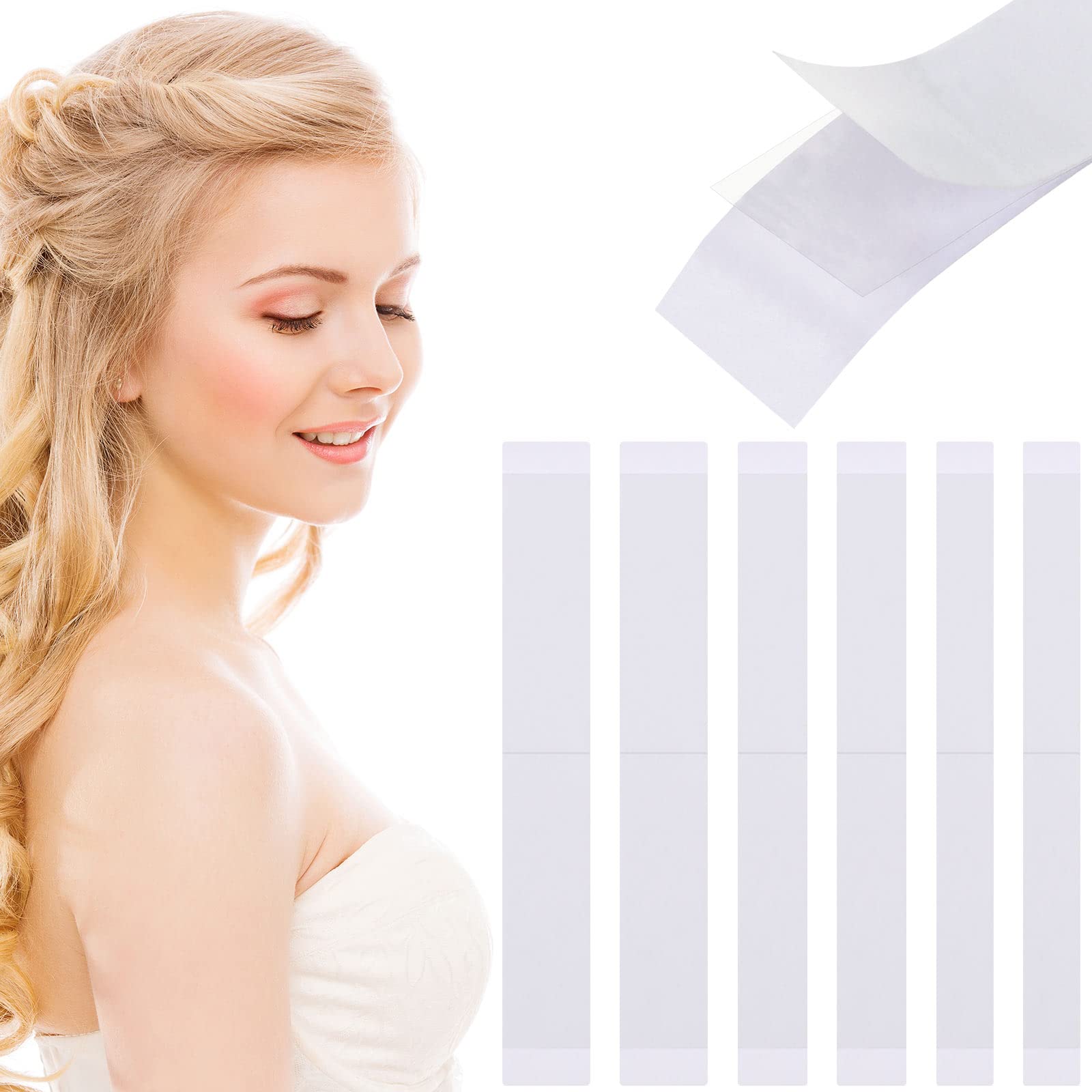 216 Strips Double Sided Clothing Tape - 6 Pack Body Tape for Skin & Fabric - Transparent Clear Adhesive Dress Tape (0.47/0.71/0.79 Inch) - Perfect for Women's Clothing, Strapless Dresses & Wardrobe Fixes