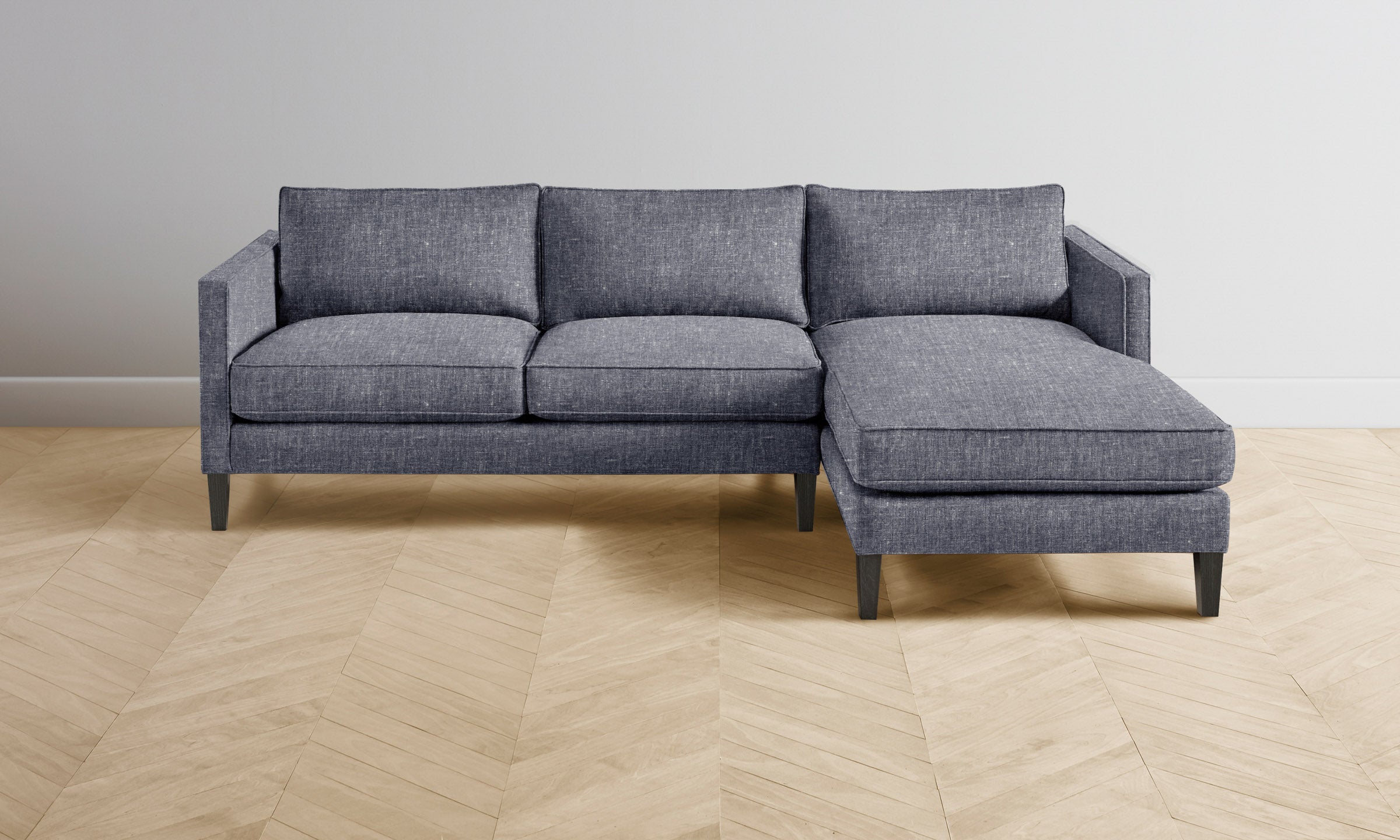 Premium Crosby Sectional Sofa - Heritage Belgian Linen Upholstery in Lake Blue | Modern Living Room Furniture for Relaxation & Entertaining