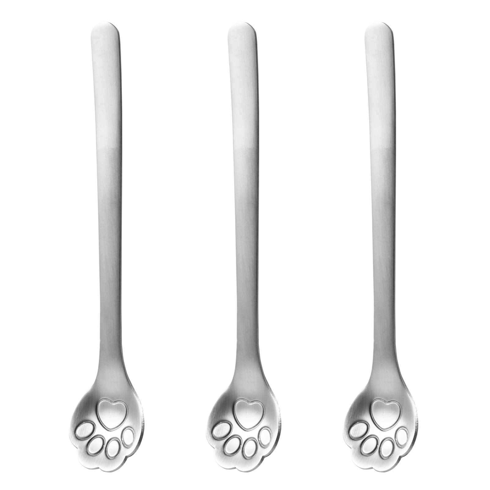 Premium Stainless Steel Cat Paw Spoons - 3-Piece Set for Coffee, Ice Cream, Tea & Dessert | Durable Kitchen Utensils for Mixing, Stirring & Serving | Perfect for Home, Parties & Holiday Gifts