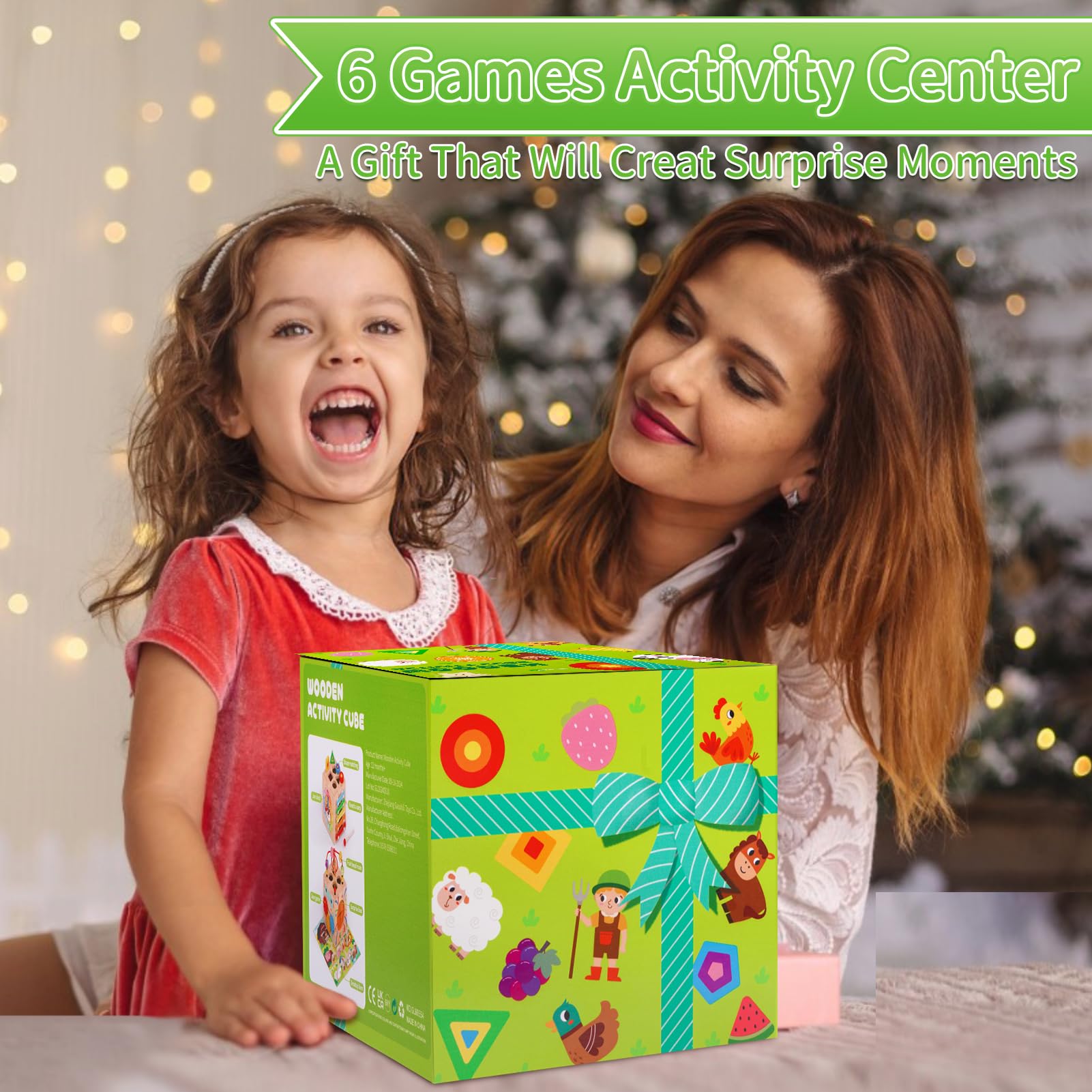 Montessori Wooden Activity Cube Toys for Toddlers 1-3 Years - Educational Learning & Sensory Toys for 1 2 3 Year Old Boys & Girls - Perfect First Birthday, Christmas Gifts for Infants - Ideal for Daycare, Preschool & Home Playtime