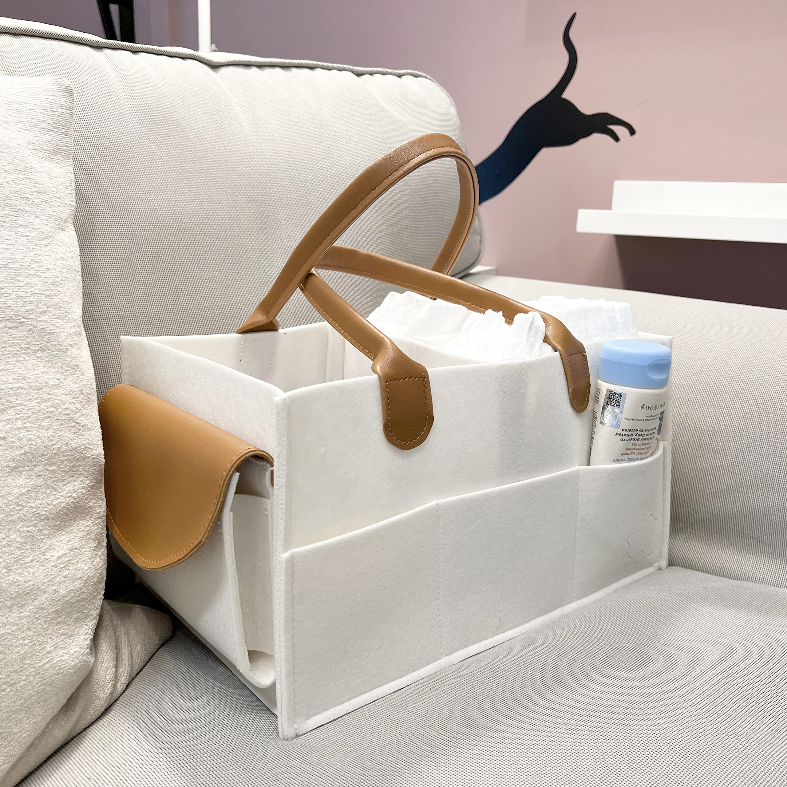 Kilomon Baby Diaper Caddy Organizer - Portable Diaper Storage Bin for Nursery, Car & Changing Table | Baby Shower Gift for Boys & Girls | Perfect for Home, Travel & On-the-Go Diaper Organization