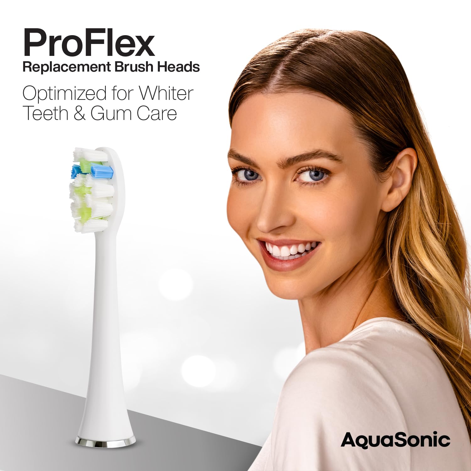 AquaSonic Duo PRO 8-Pack Replacement Electric Toothbrush Heads - Upgraded Proflex Bristles for Superior Plaque Removal - Compatible with AquaSonic Toothbrushes - Perfect for Family Oral Care & Travel Dental Hygiene