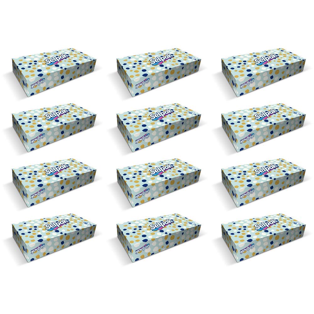 Selpak Mini Facial Tissue Box - 3 Ply, 70 Sheets per Box, Pack of 12 | Soft & Strong Tissues for Home, Office, Car & Travel Use