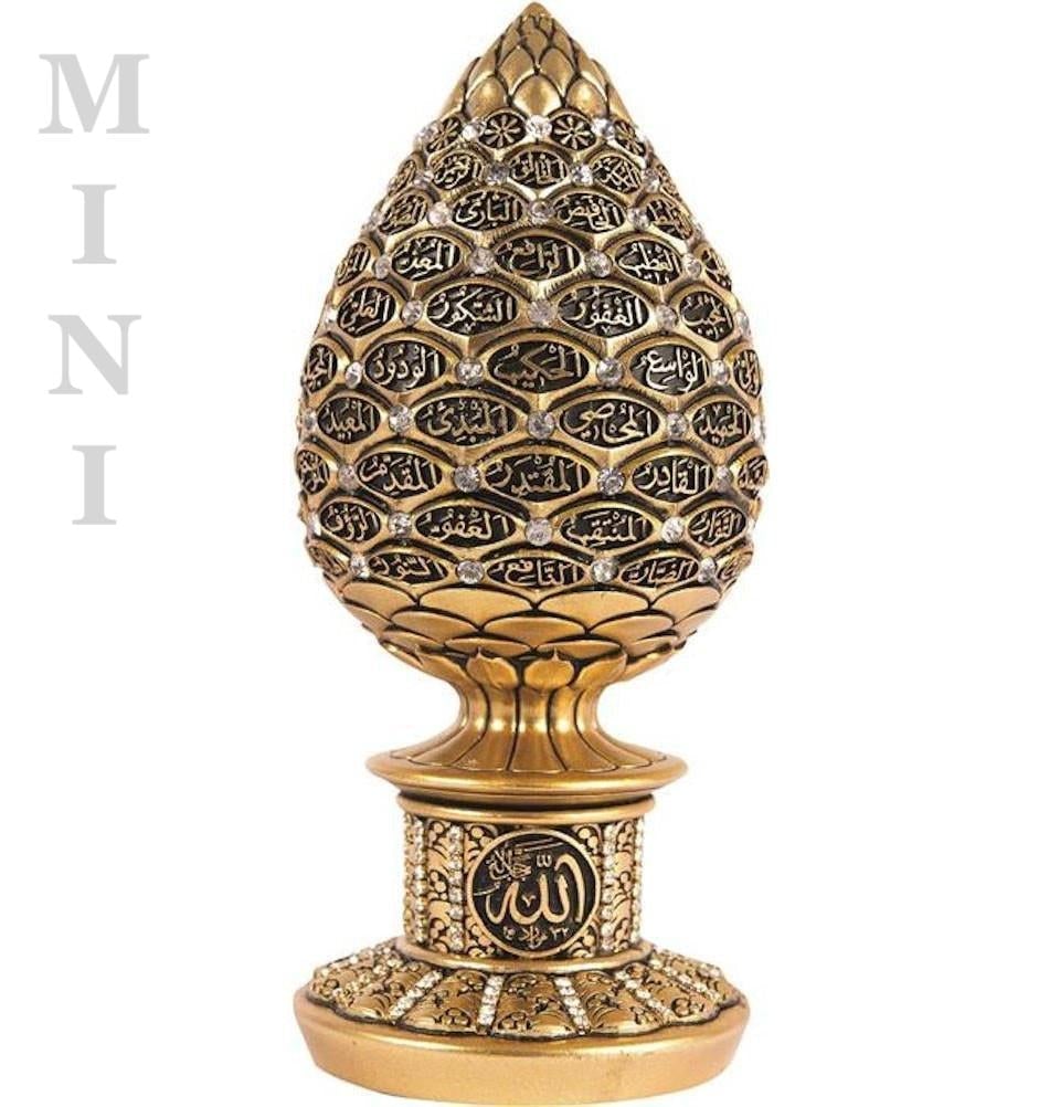 99 Names of Allah Islamic Table Decor - Mini Gold Egg (2944) - Perfect for Ramadan, Eid, Home & Office Decor