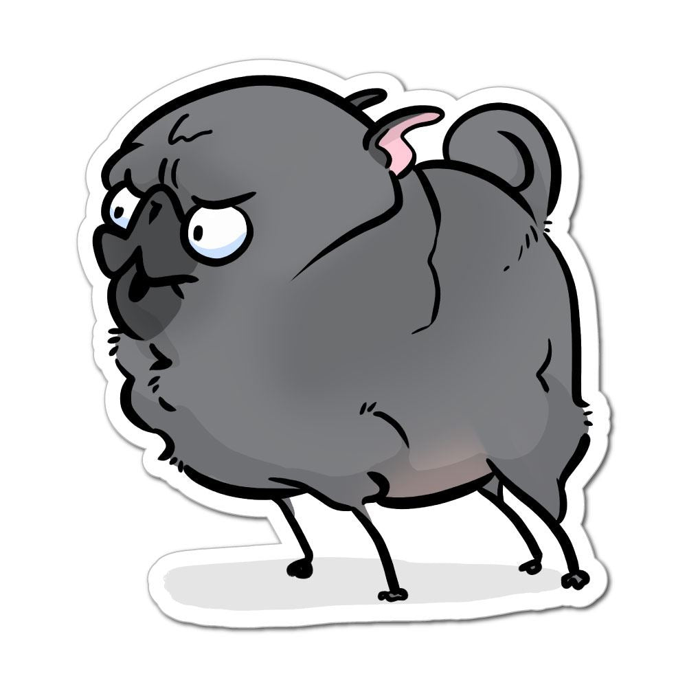 Fury Black Pug Sticker Decal - Waterproof Vinyl Decal for Laptops, Cars, Windows | Cute Pug Dog Design for Pet Lovers & Gifts
